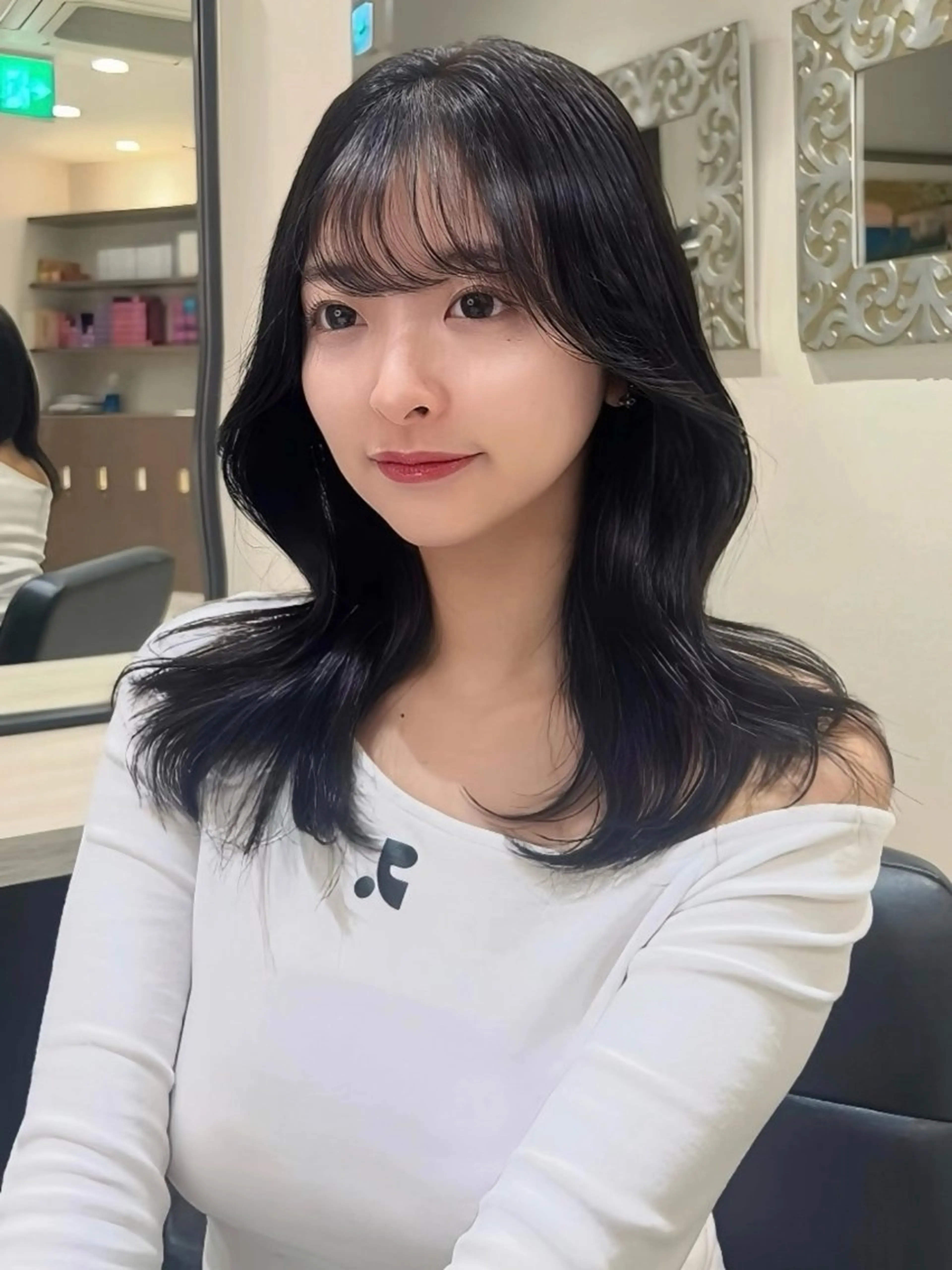 セミロング カラー 透明感カラー ダークグレー ダークグレージュ グレージュ カット トリートメント 縮毛矯正/艶カラー /新宿/SHOKIのヘアスタイル