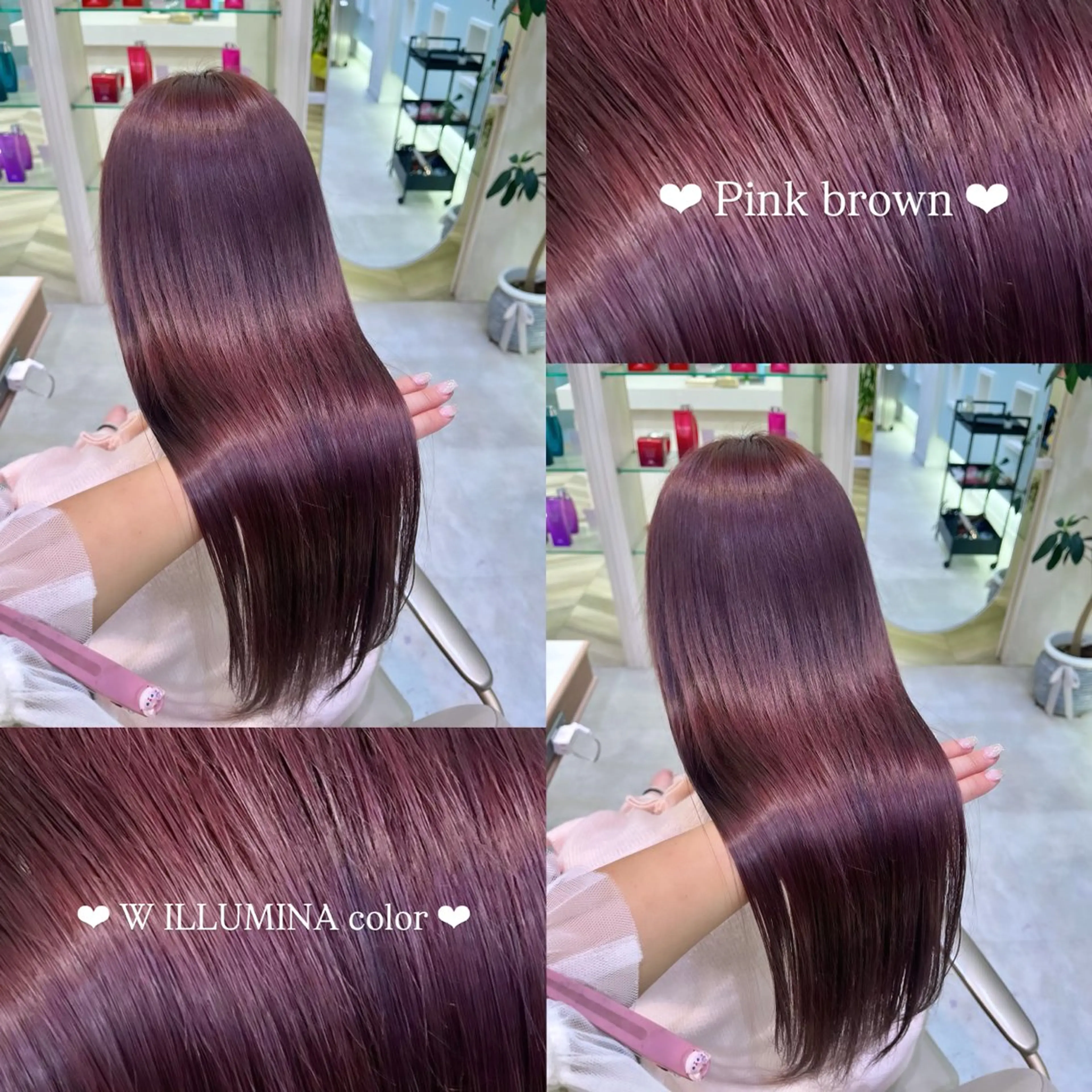 ロング カラー ブリーチ ブラウンカラー ダブルカラー ブリーチなしカラー ピンクカラー 𝑴𝑰𝑨🎀赤髪 /ピンク/髪質改善のヘアスタイル