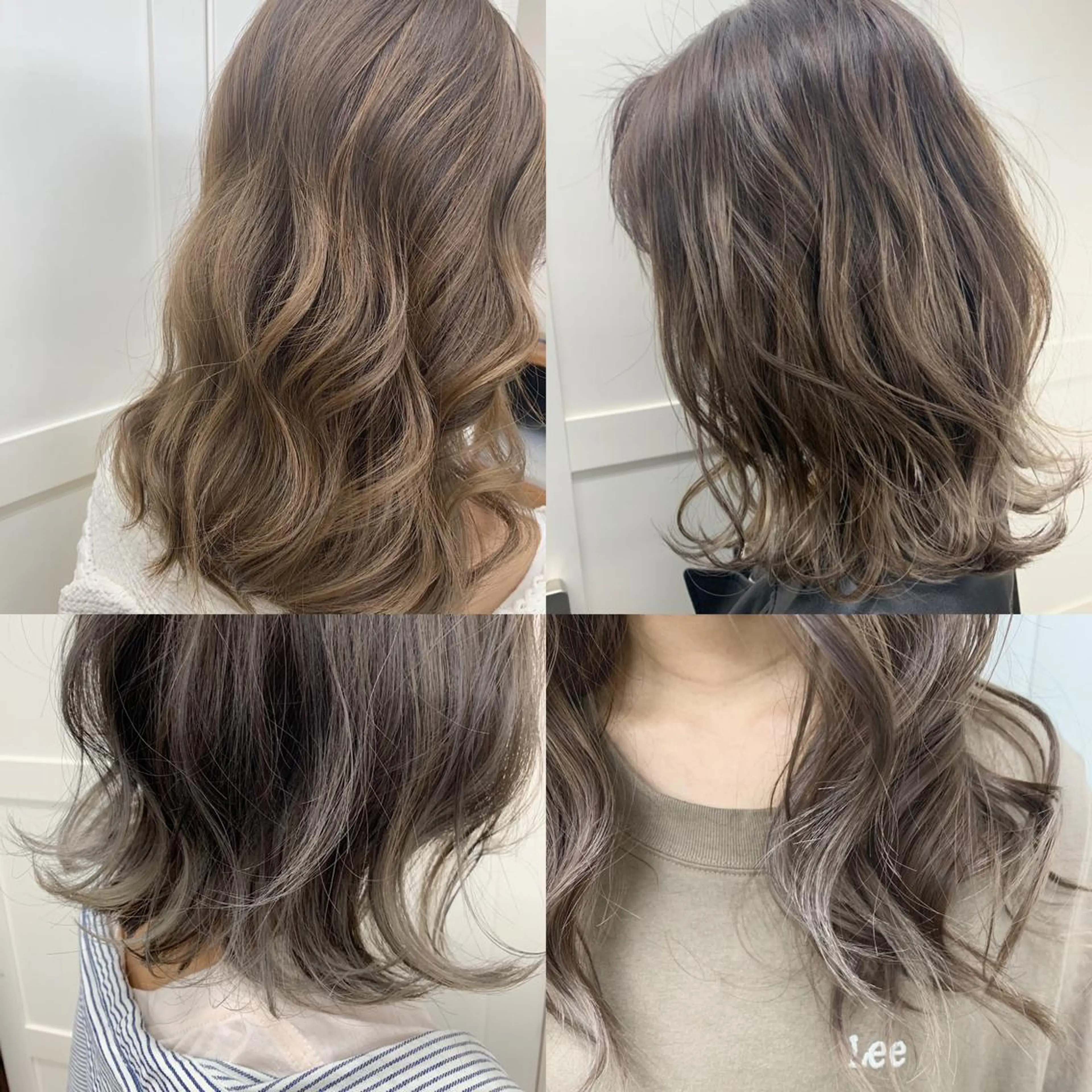 セミロング カラー ヘアアレンジ バレイヤージュ ハイライトカラー ハイトーンカラー ハイライト レイヤーカット ハットリ /北習志野のヘアスタイル