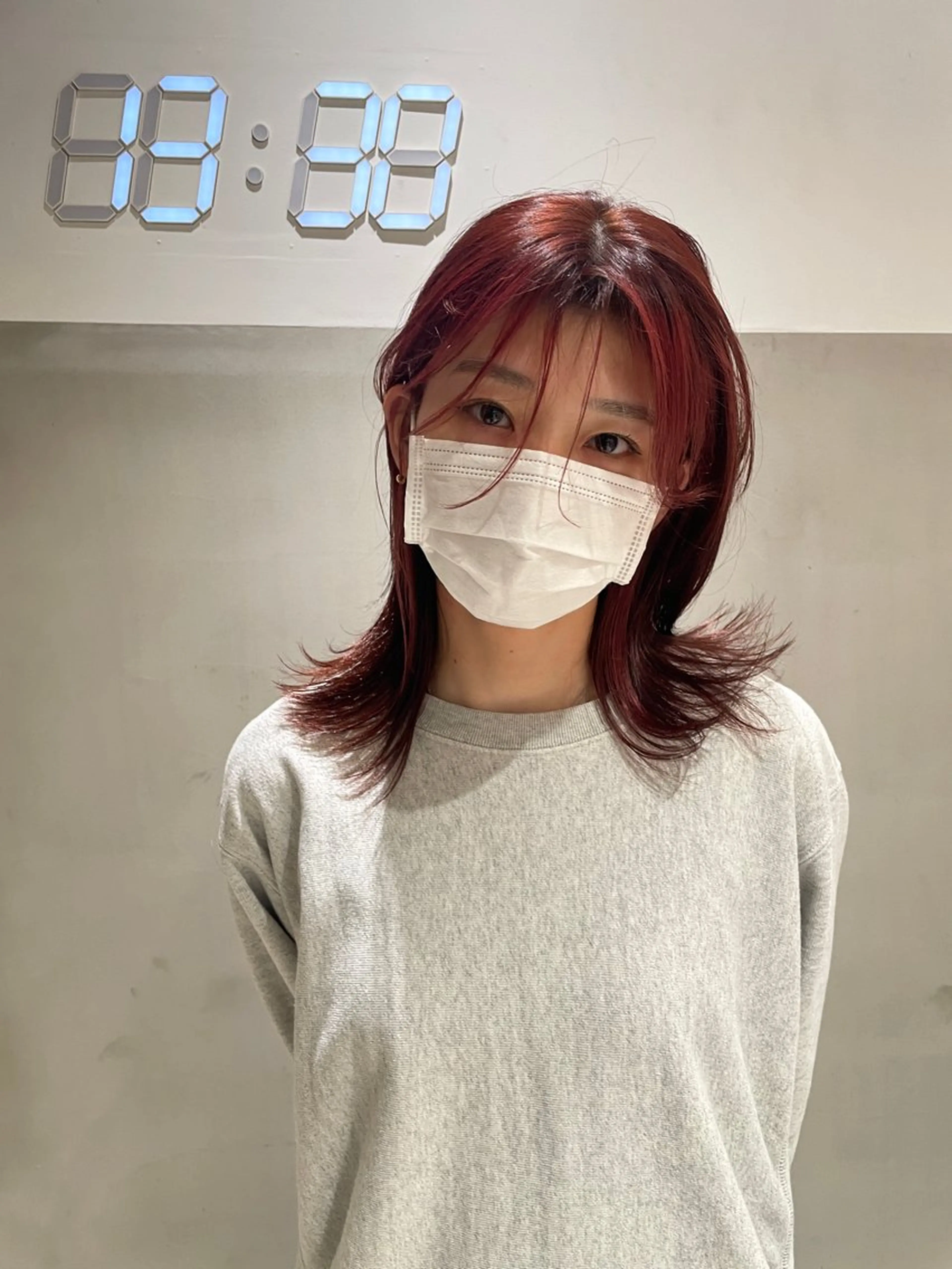 ミディアム カラー レッドカラー ヘアカラー トリートメント 🌫️縮毛矯正/髪質 改善/ゆずる🌫️のヘアスタイル