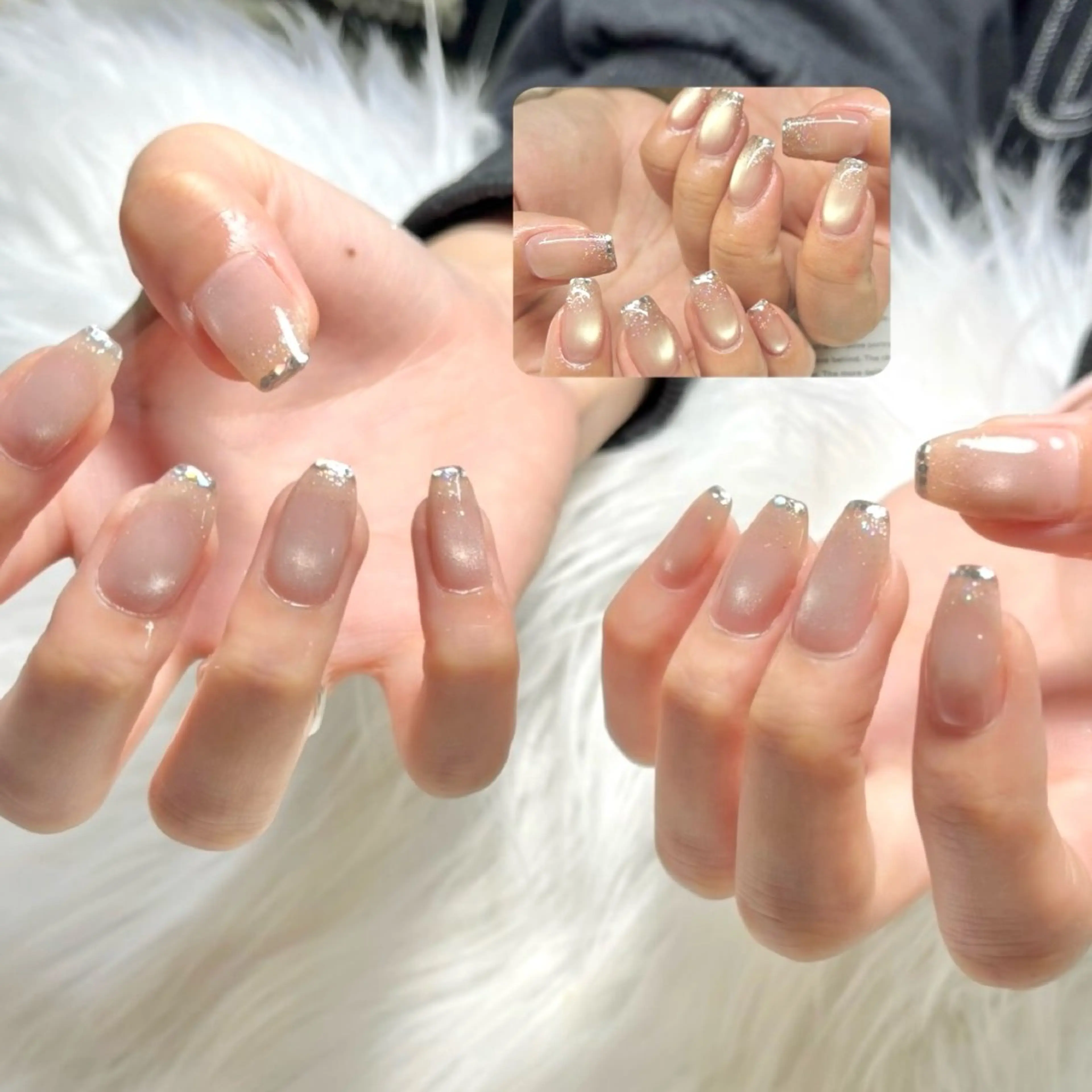 ネイル フレンチネイル ラメ(グリッター) ビー玉ネイル ハンドネイル ツメイク船橋店 Yuukaのネイルデザイン