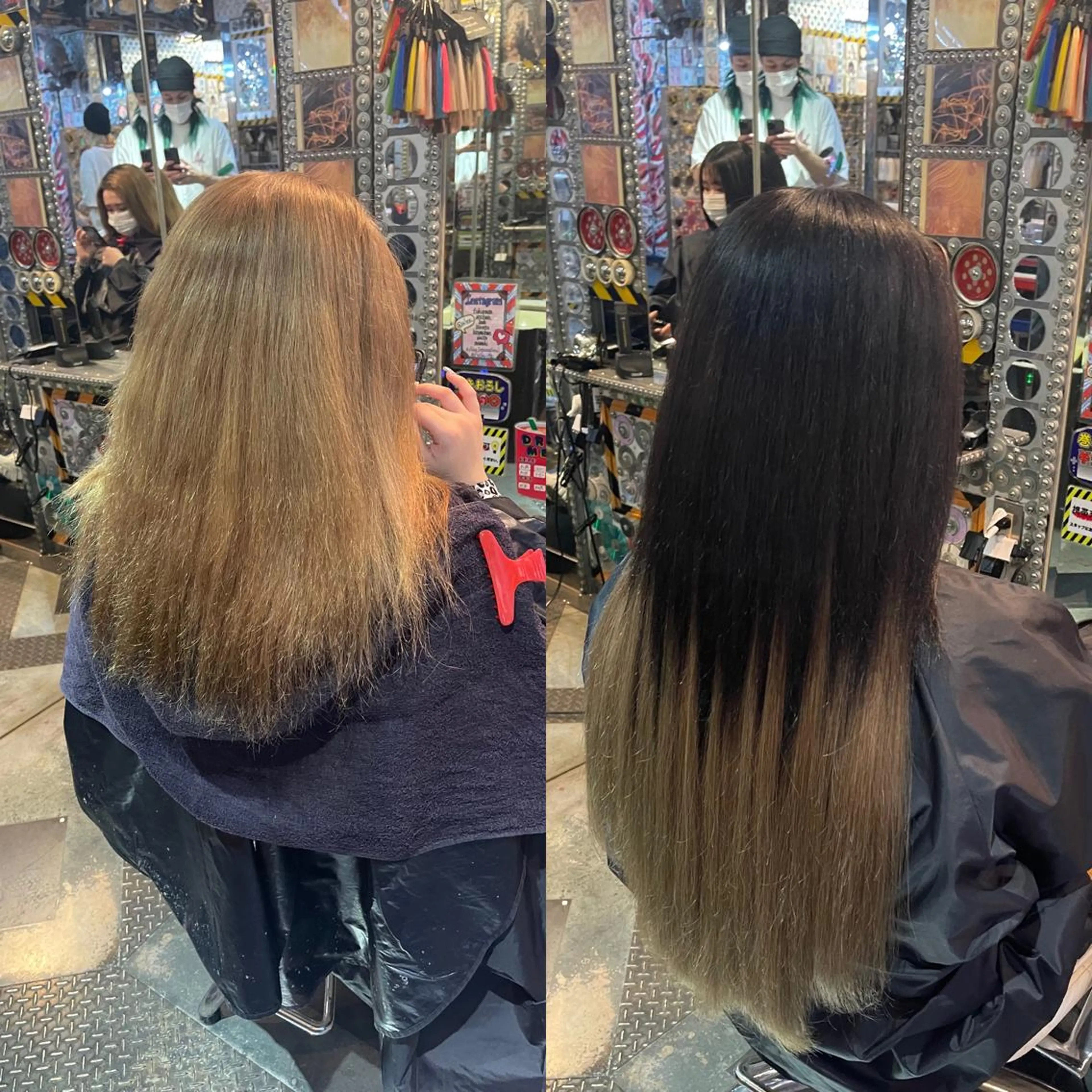 ロング カラー ヘアアレンジ 編み込みエクステ ベージュカラー グラデーションカラー エクステ ロング 🌈派手髪エクステ ブレイズ🌈ひろとのヘアスタイル