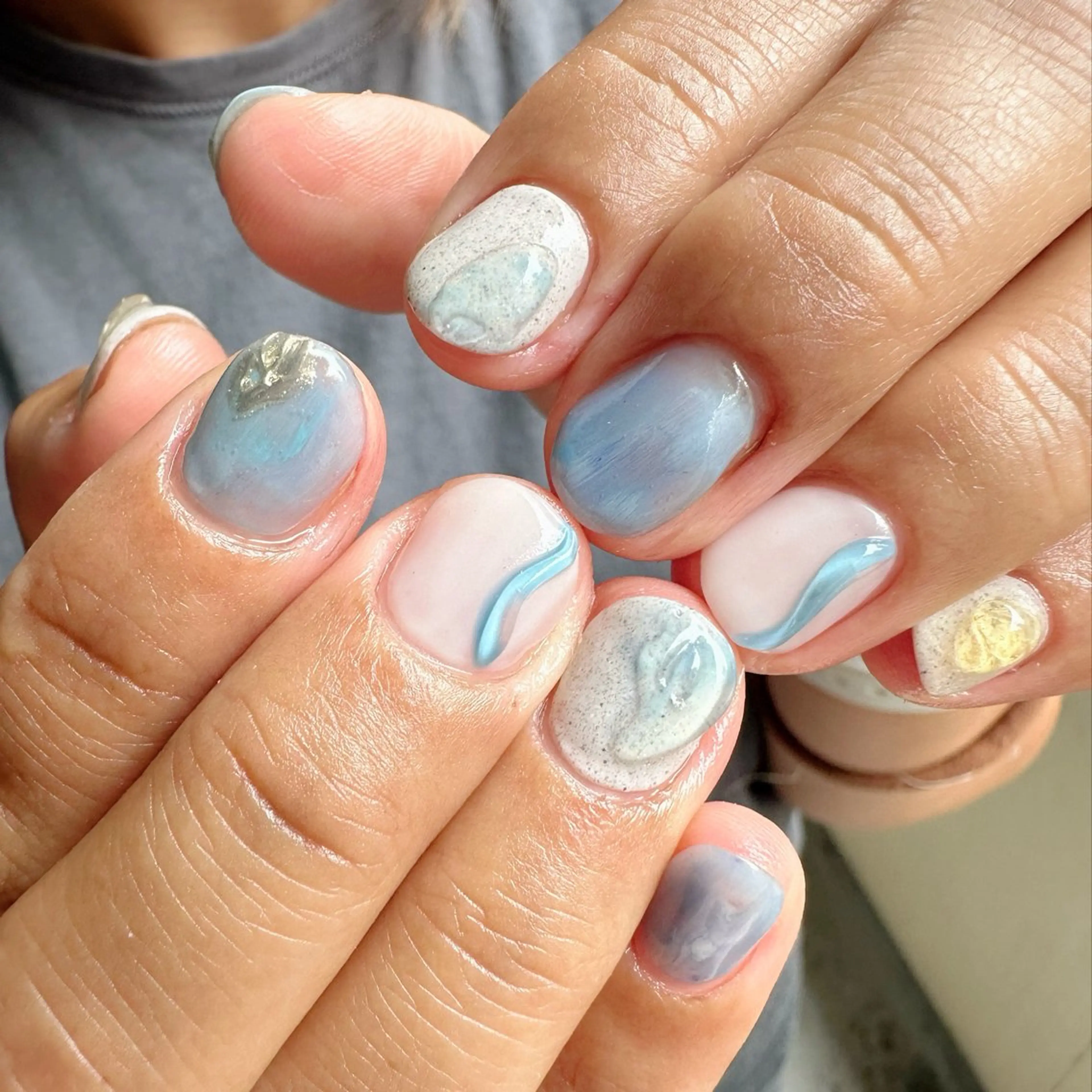 ネイル アートネイル ブルー クリアネイル ジェルネイル 氷ネイル・うるうるネイル 🪞KAPE NAIL 🪞のネイルデザイン