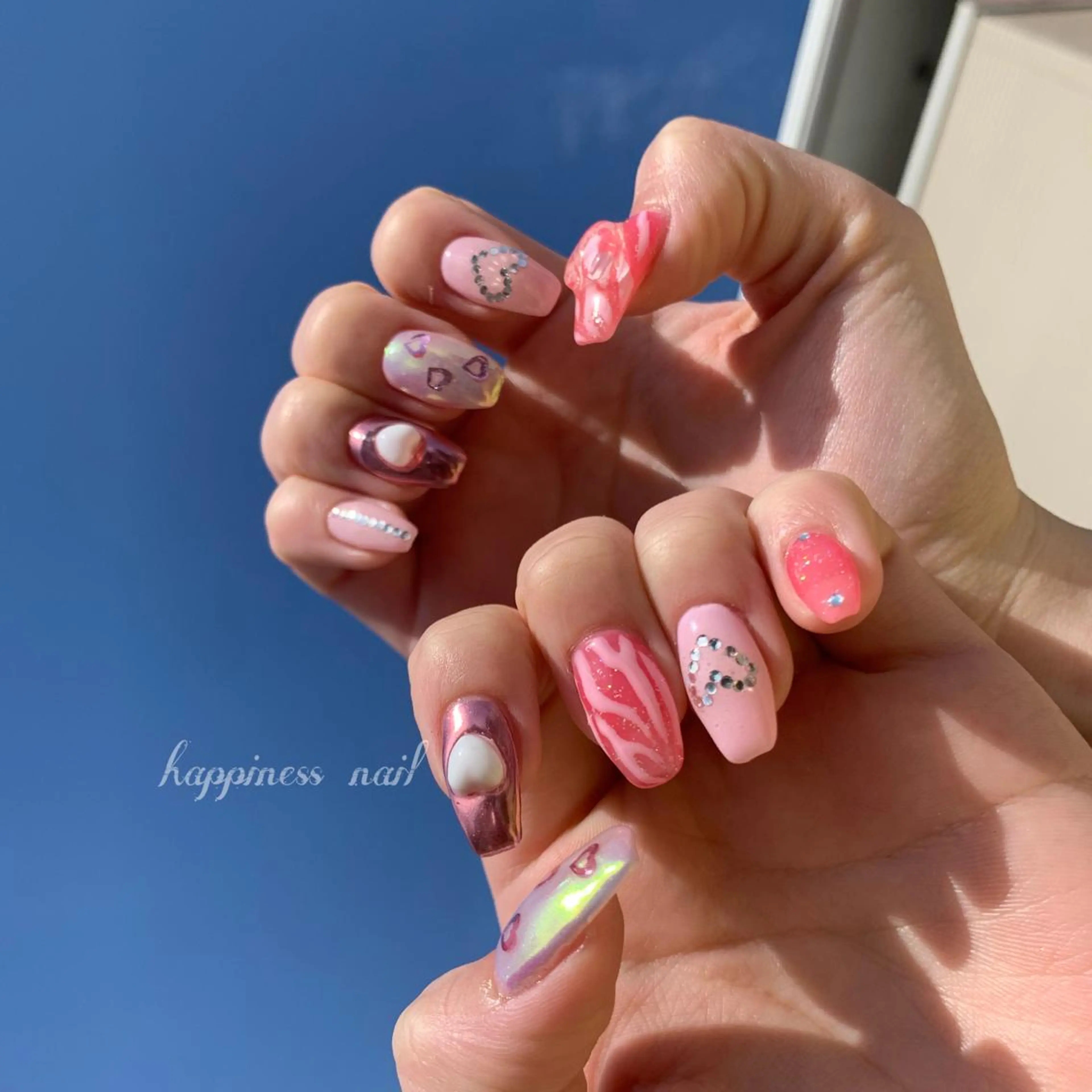 ネイル キラキラネイル ピンク happiness nailのネイルデザイン