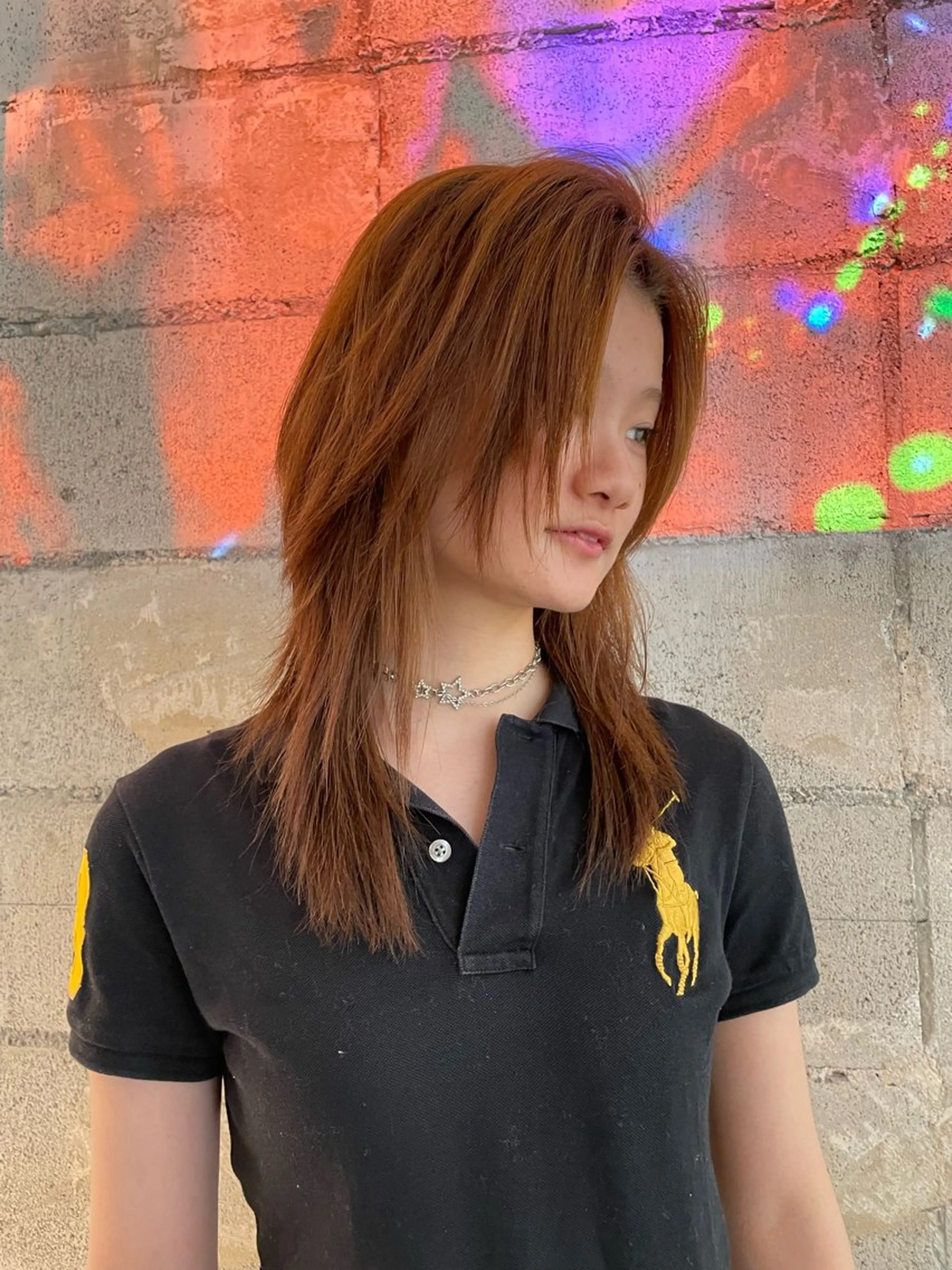 ロング ハイレイヤー レイヤーカット 縮毛矯正 ウルフカット デザインカラー★★★ Haco+shihoのヘアスタイル