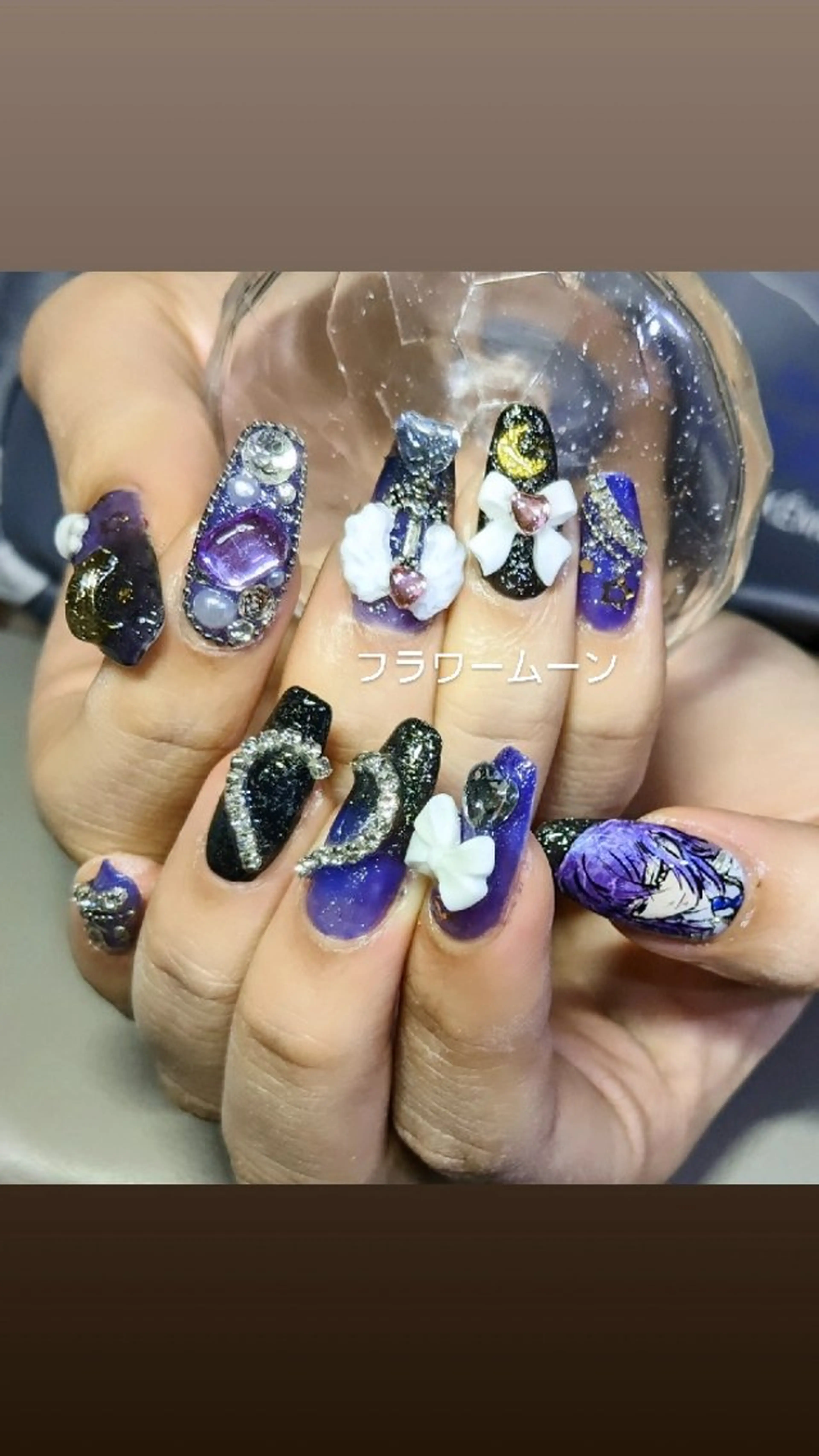 ネイル ハンドネイル ハンドケア フラワー ムーンのネイルデザイン