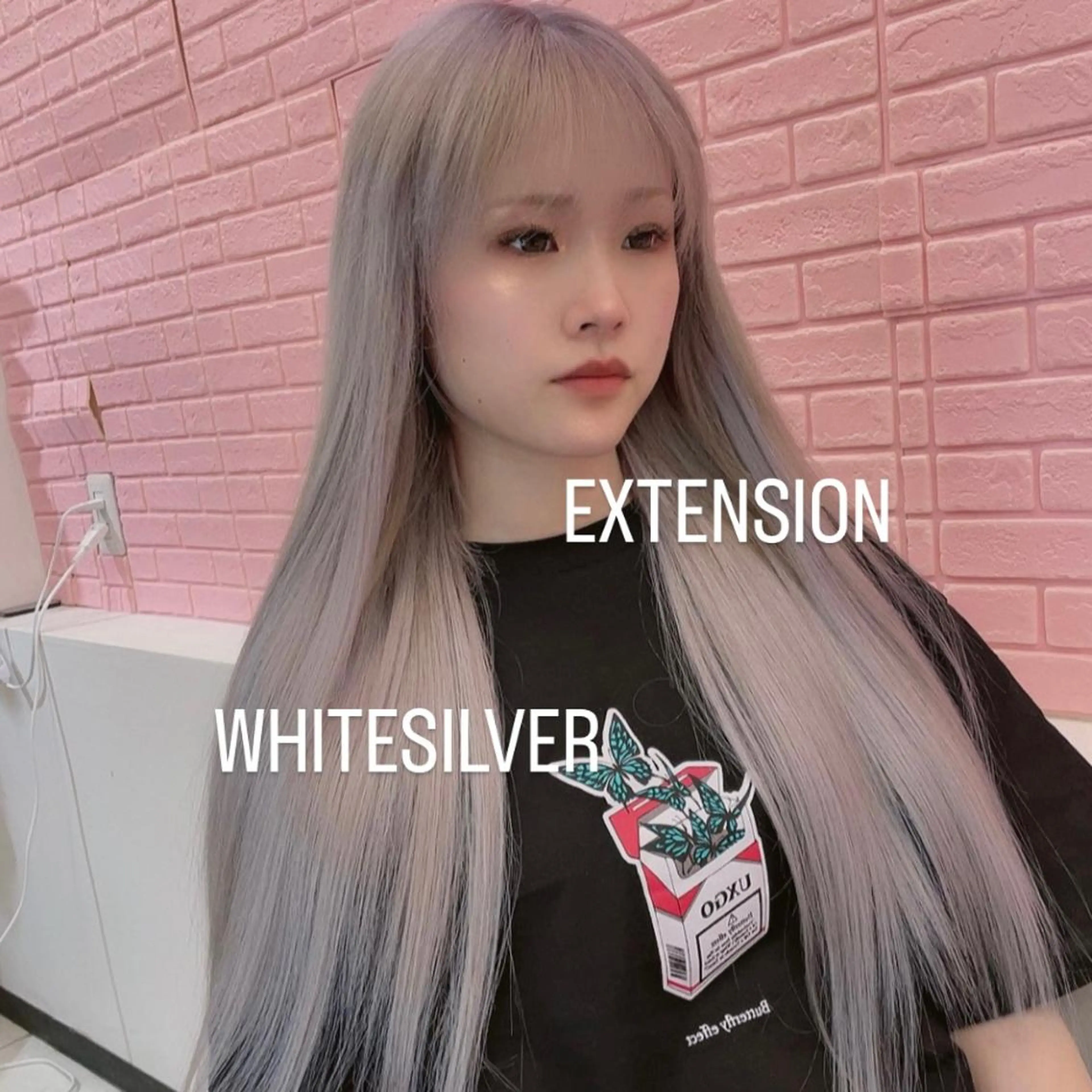 ロング カラー エクステ エクステ🩵ブリーチ 韓国ヘア🩵KAEのヘアスタイル