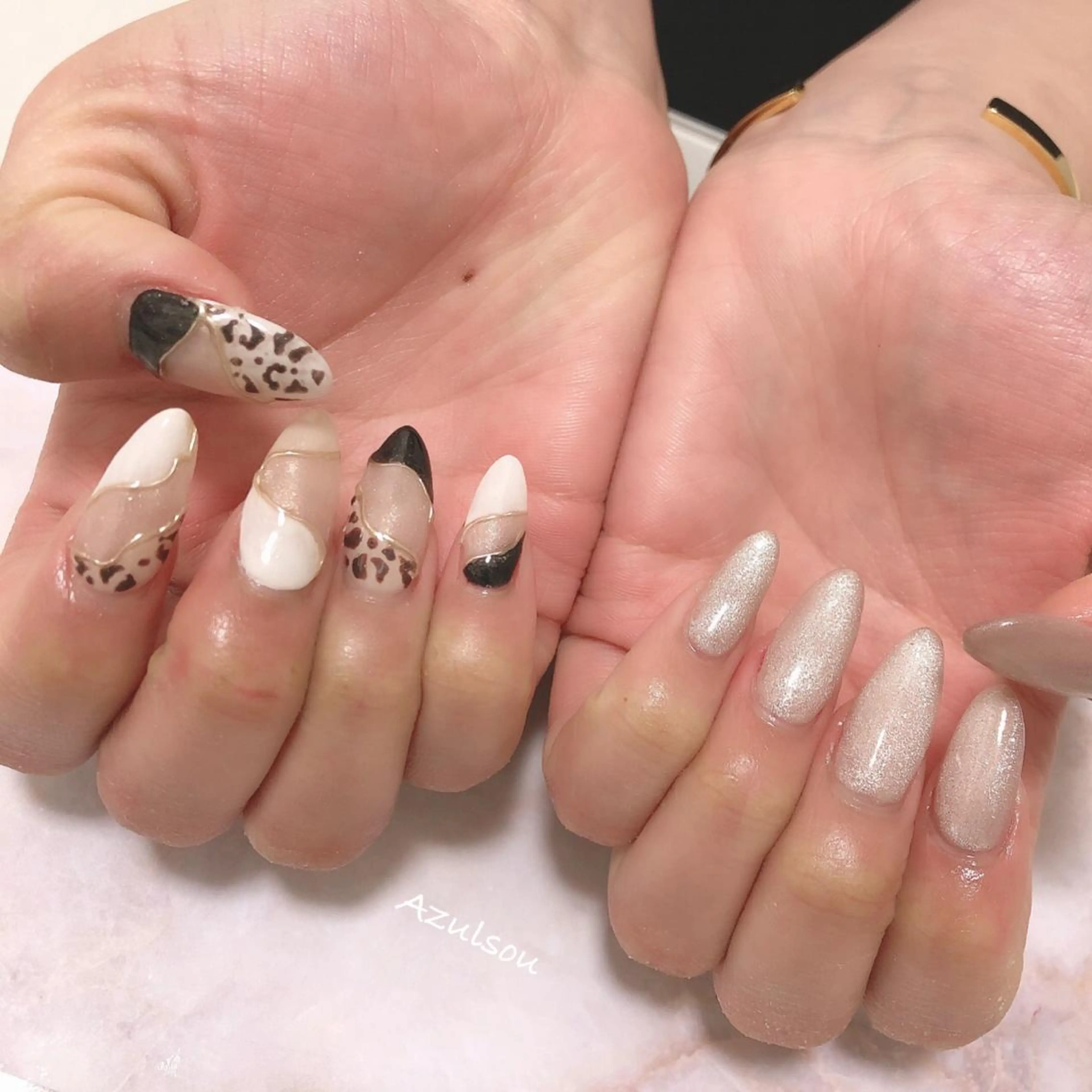 ネイル ジェルネイル 韓国ネイル ミラーネイル 持ち込み ニュアンスネイル Azulsou 廣川愛のネイルデザイン