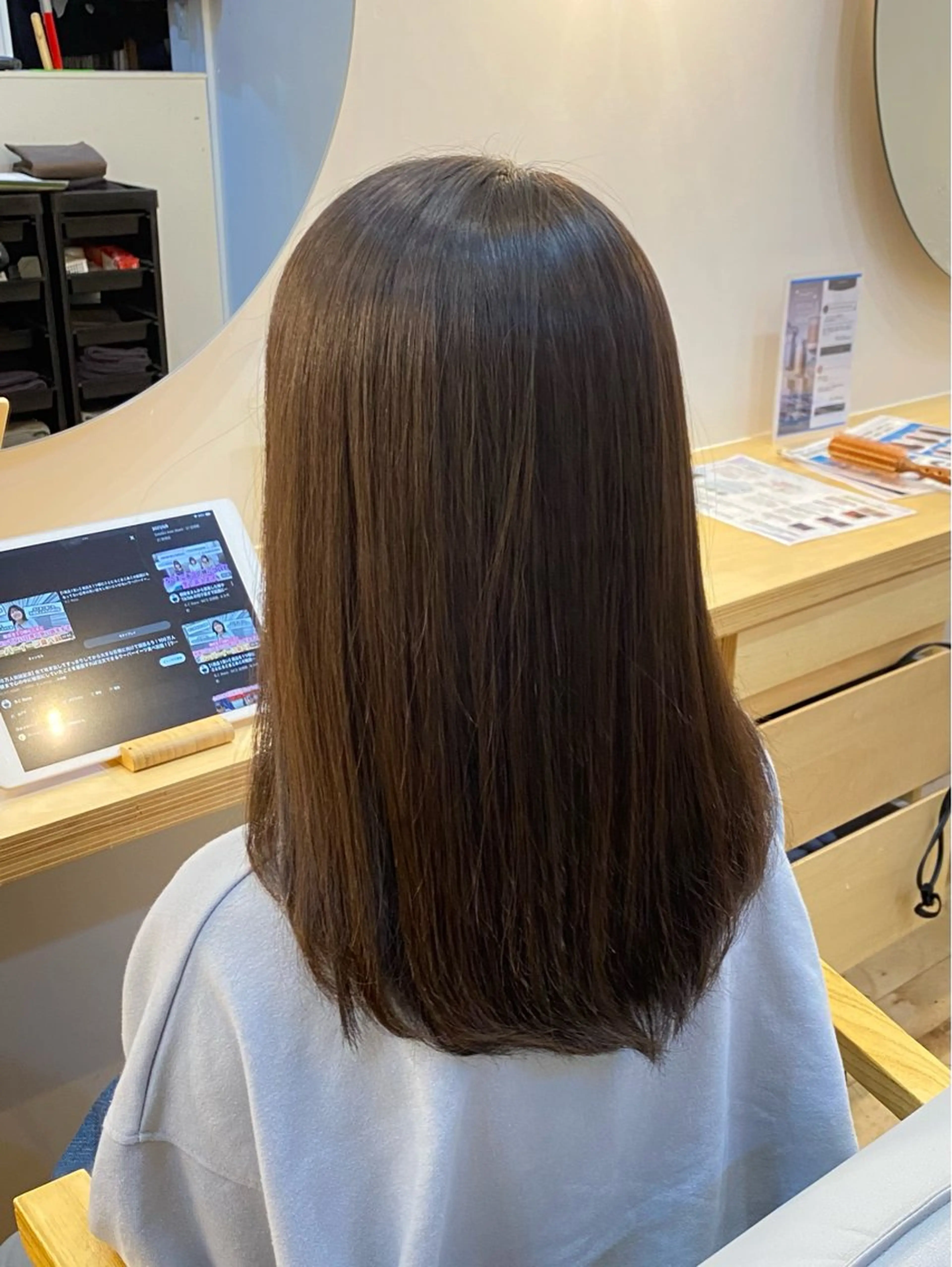 ロング パーマ 縮毛矯正 ストレートパーマ 艶カラー／ストレート かとうゆうき🍯のヘアスタイル