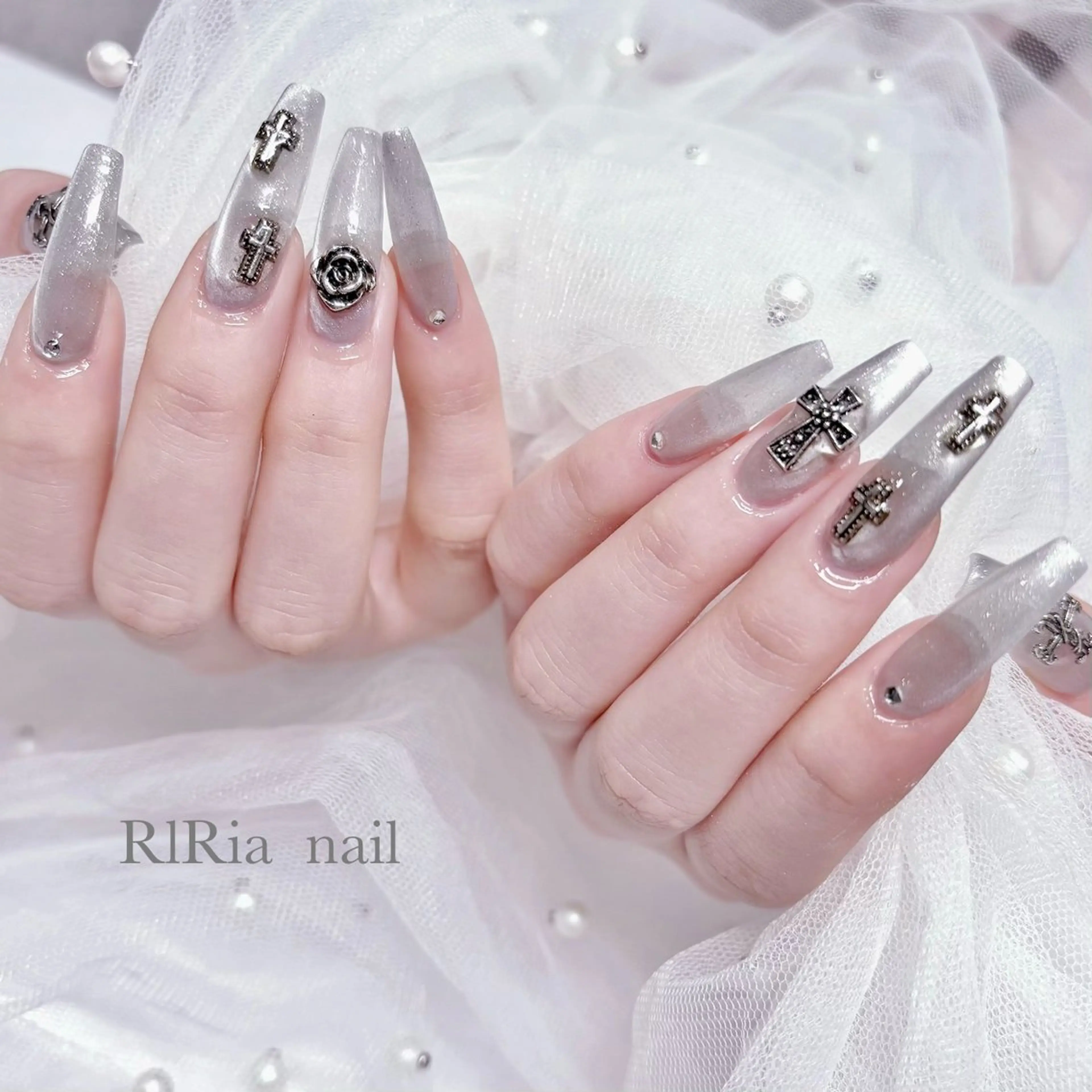 ネイル ロングネイル スカルプネイル ハンドネイル 🎀RIRia nail🎀のネイルデザイン