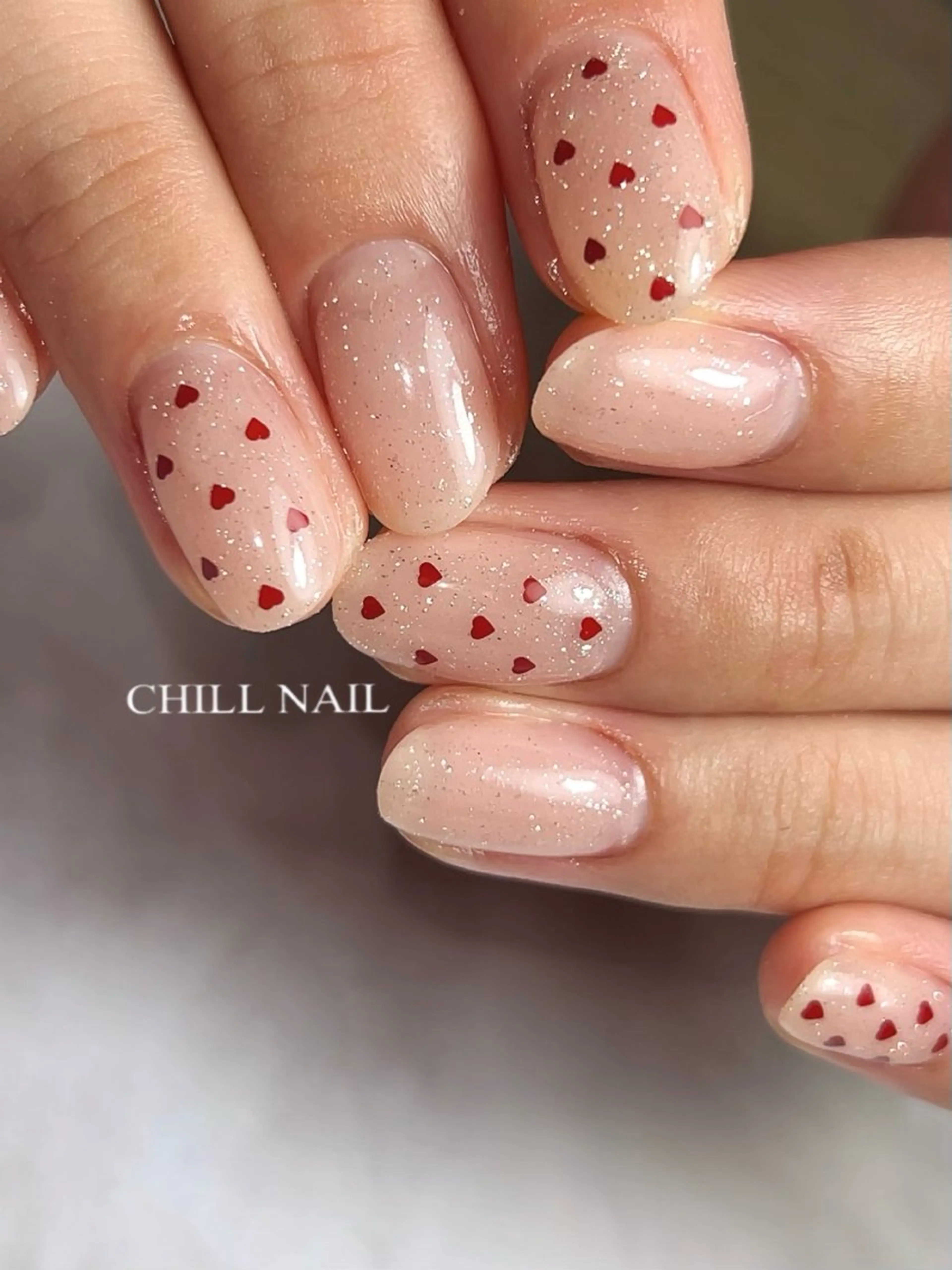 ネイル フラッシュネイル ハート ハンドネイル CHILL NAILのネイルデザイン