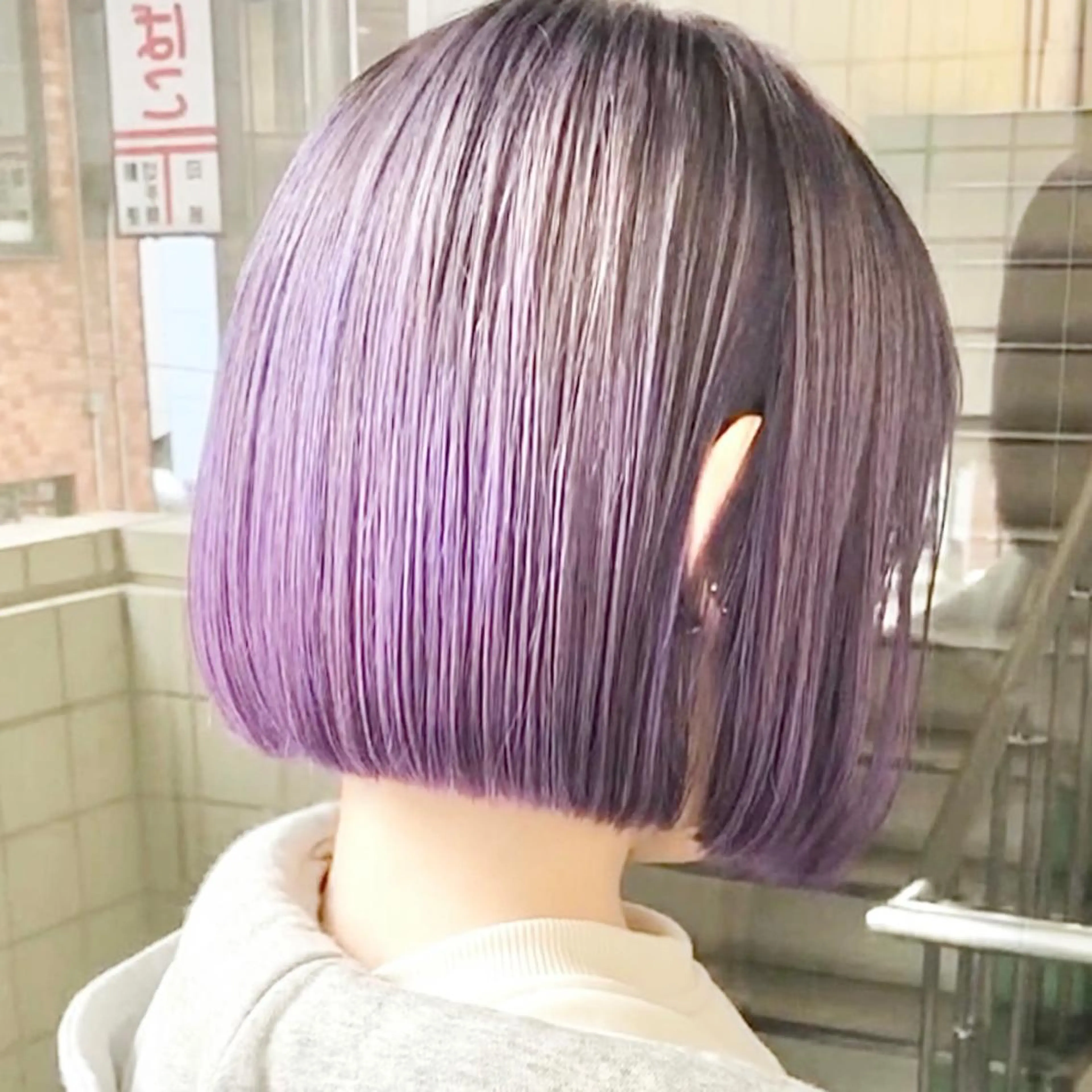 ショート カラー ヘアアレンジ キッズ 前下がりボブ ショートボブ グレージュ ラベンダーカラー ラベンダーグレージュ さわ きょうすけ/ ボブ髪質改善ショートのヘアスタイル