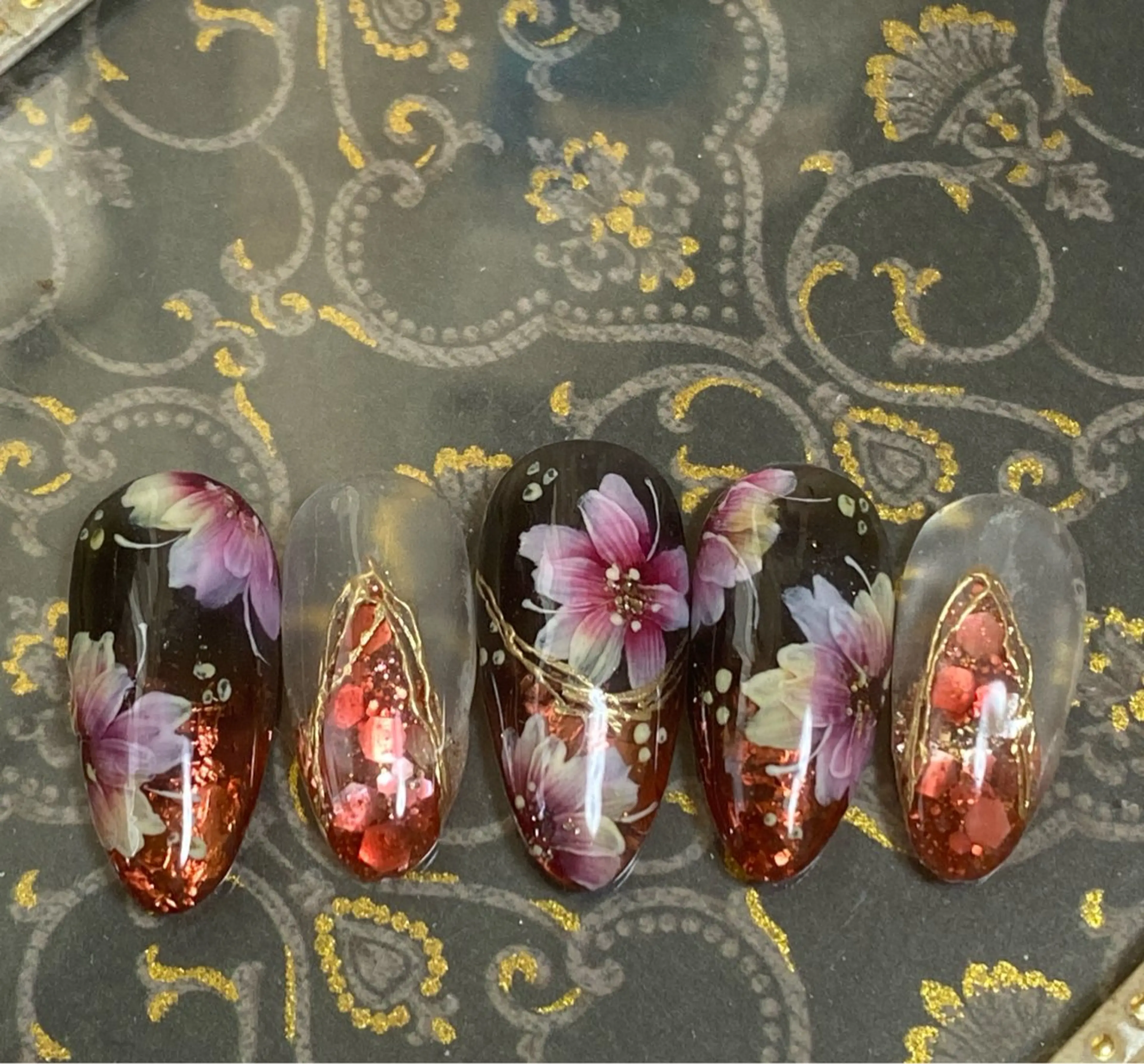 ネイル フラワーネイル 自宅ネイルサロン ♦️nuance♦️のネイルデザイン