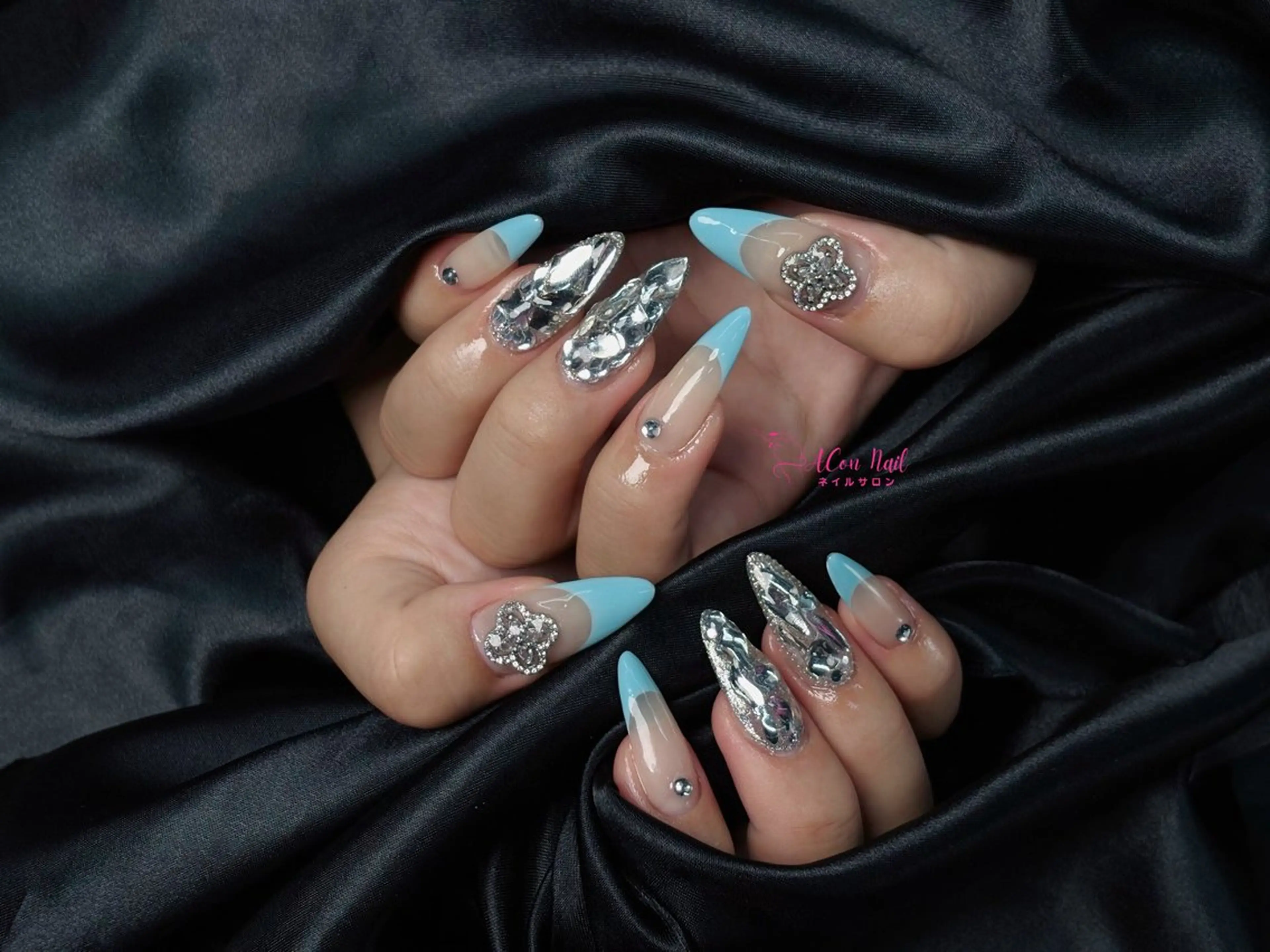 ネイル 桜ネイル 長さ出し フラワーネイル フレンチネイル ジェルネイル ハンドネイル ACon NailSalonのネイルデザイン