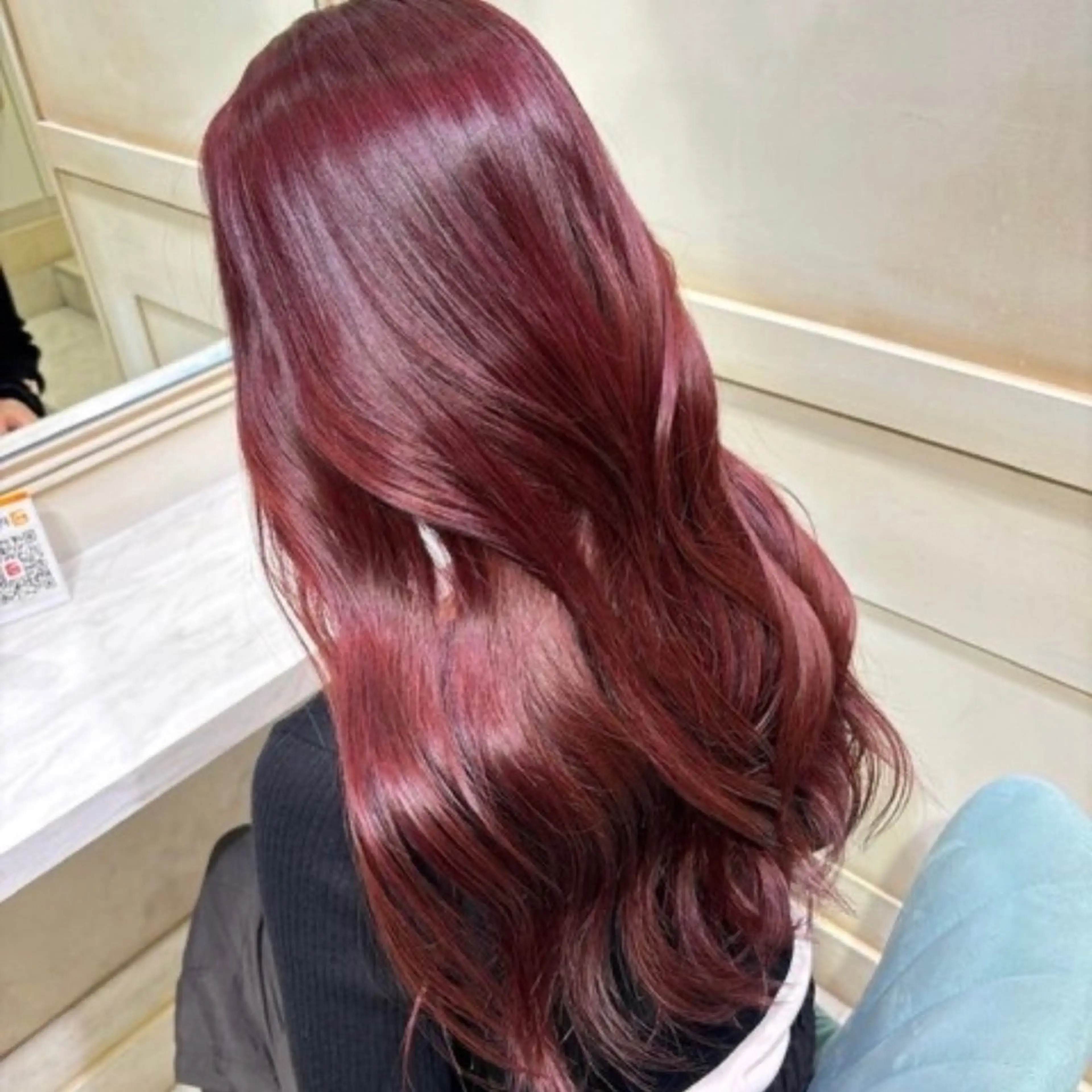 ロング カラー レッドカラー ロング 💖ブリーチ/暖色 𝐘𝐮𝐢💖のヘアスタイル