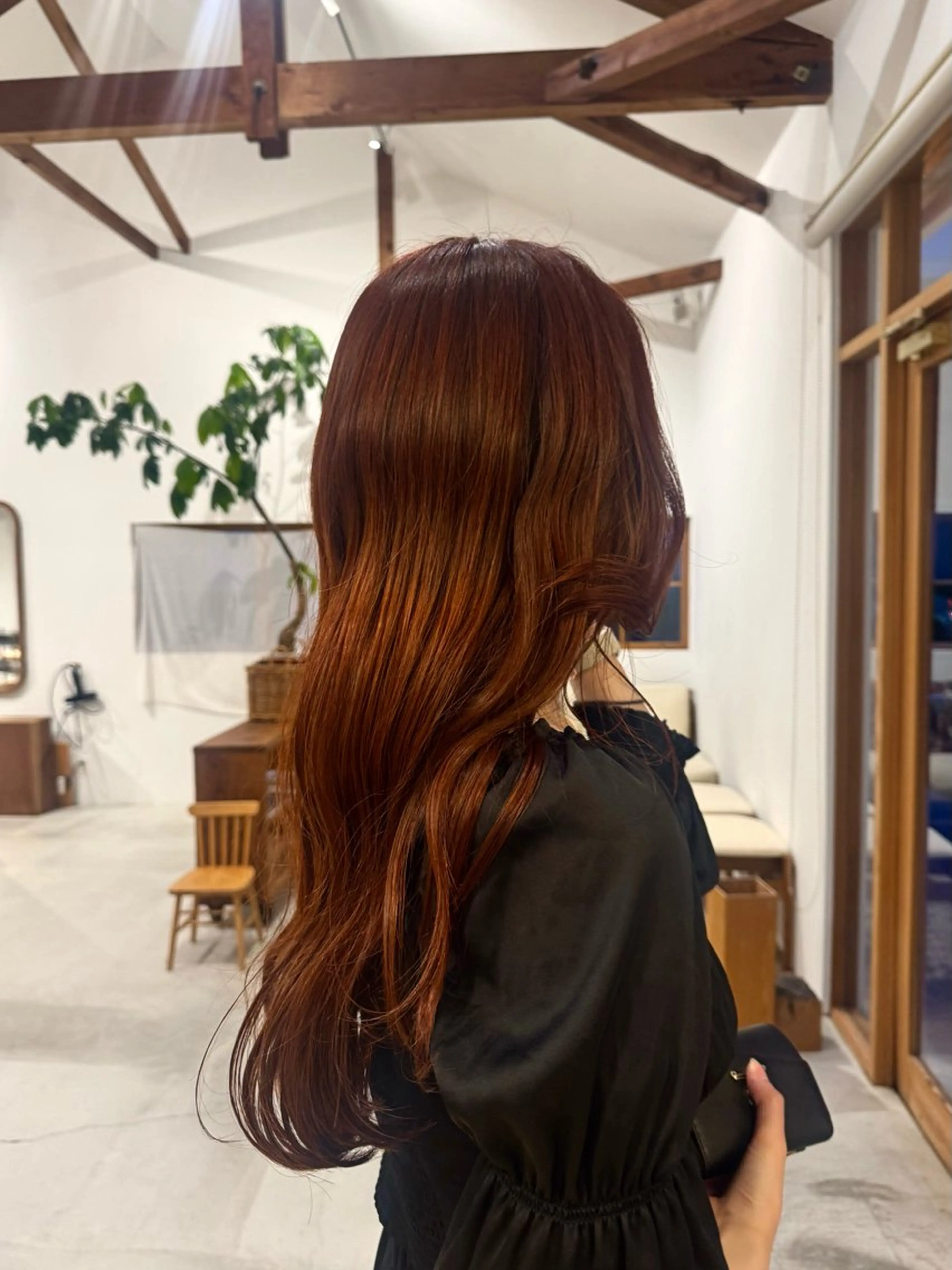 ロング カラー ブラウンカラー オレンジ オレンジブラウン 亀山 友菜のヘアスタイル