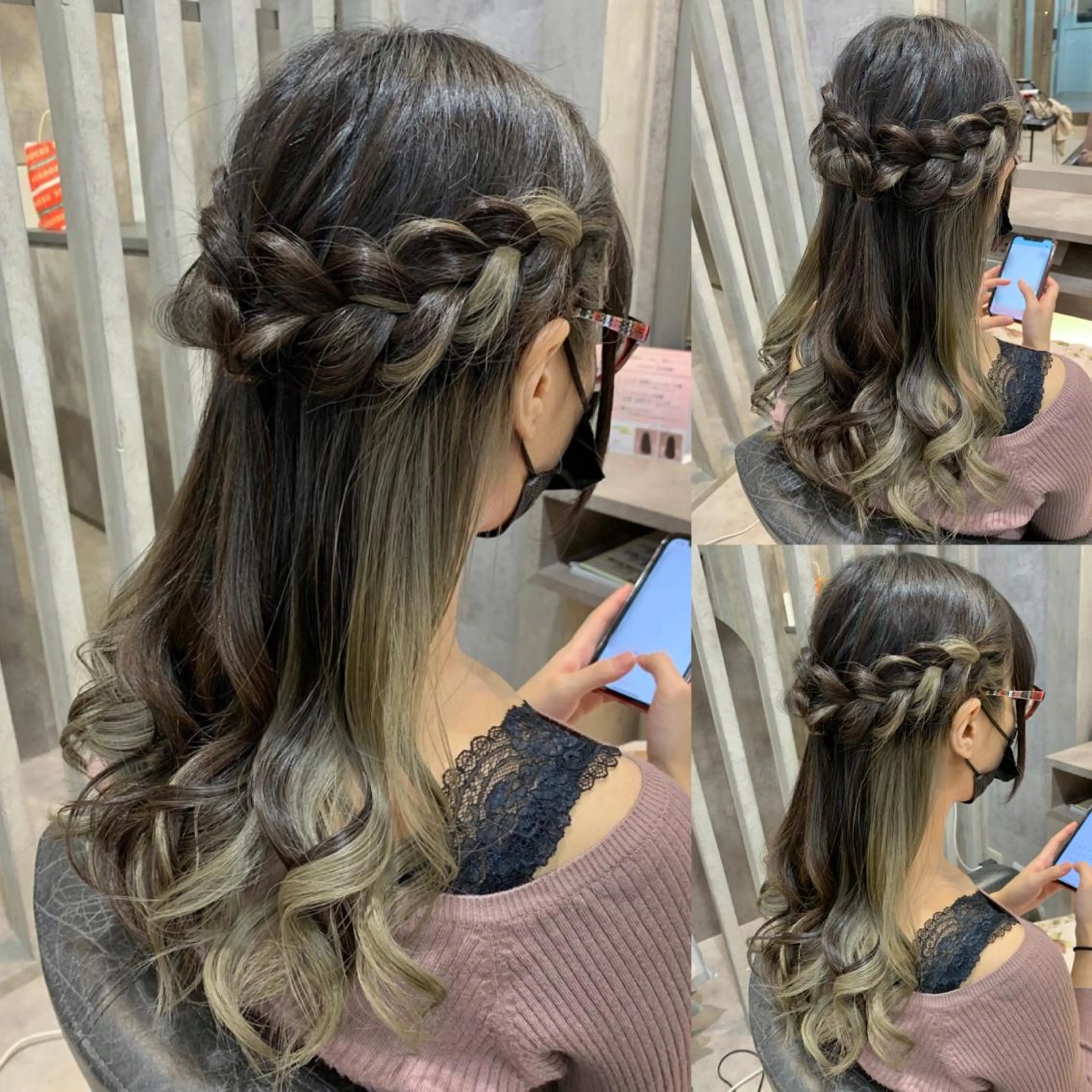 ヘアアレンジ 編みこみ ハーフアップ 三つ編み B E C H I C O〔べち子〕のヘアスタイル