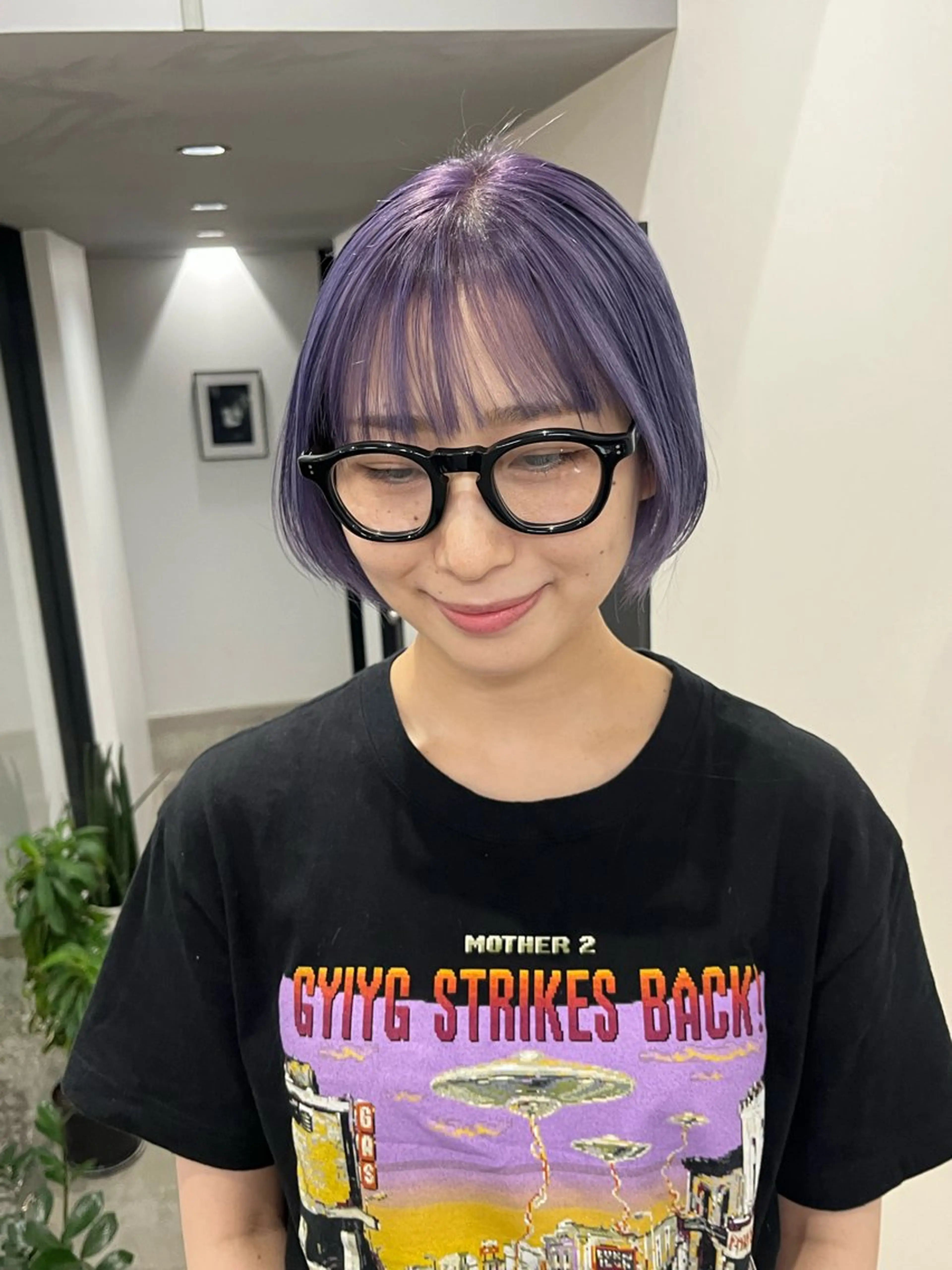 ショート パープルカラー カット ヘアカラー 似合わせパーマ/ 山本銀次郎のヘアスタイル