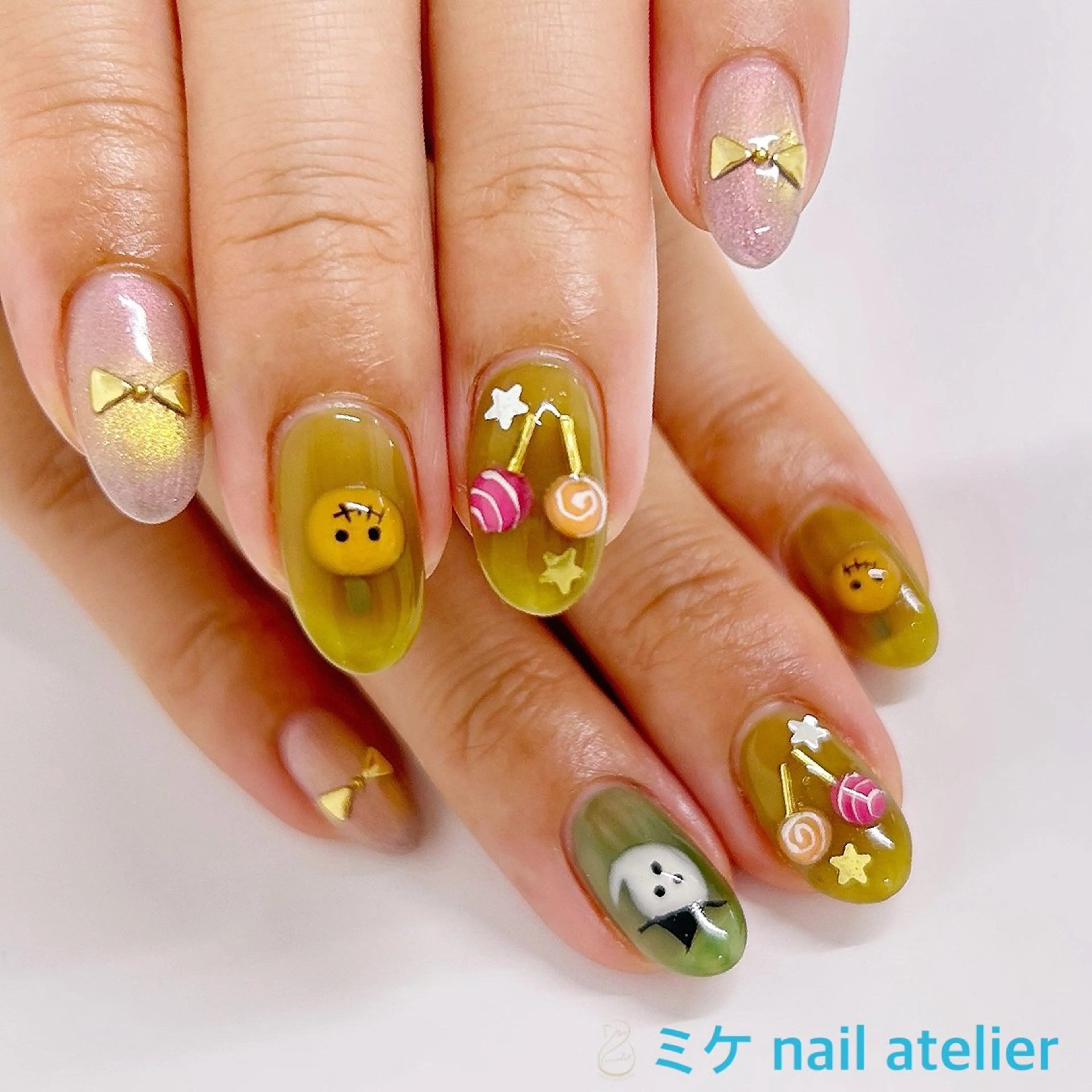 ネイル ジェルネイル ハロウィン キラキラネイル マグネットネイル ワンカラーネイル ハンドネイル h. rikaのネイルデザイン