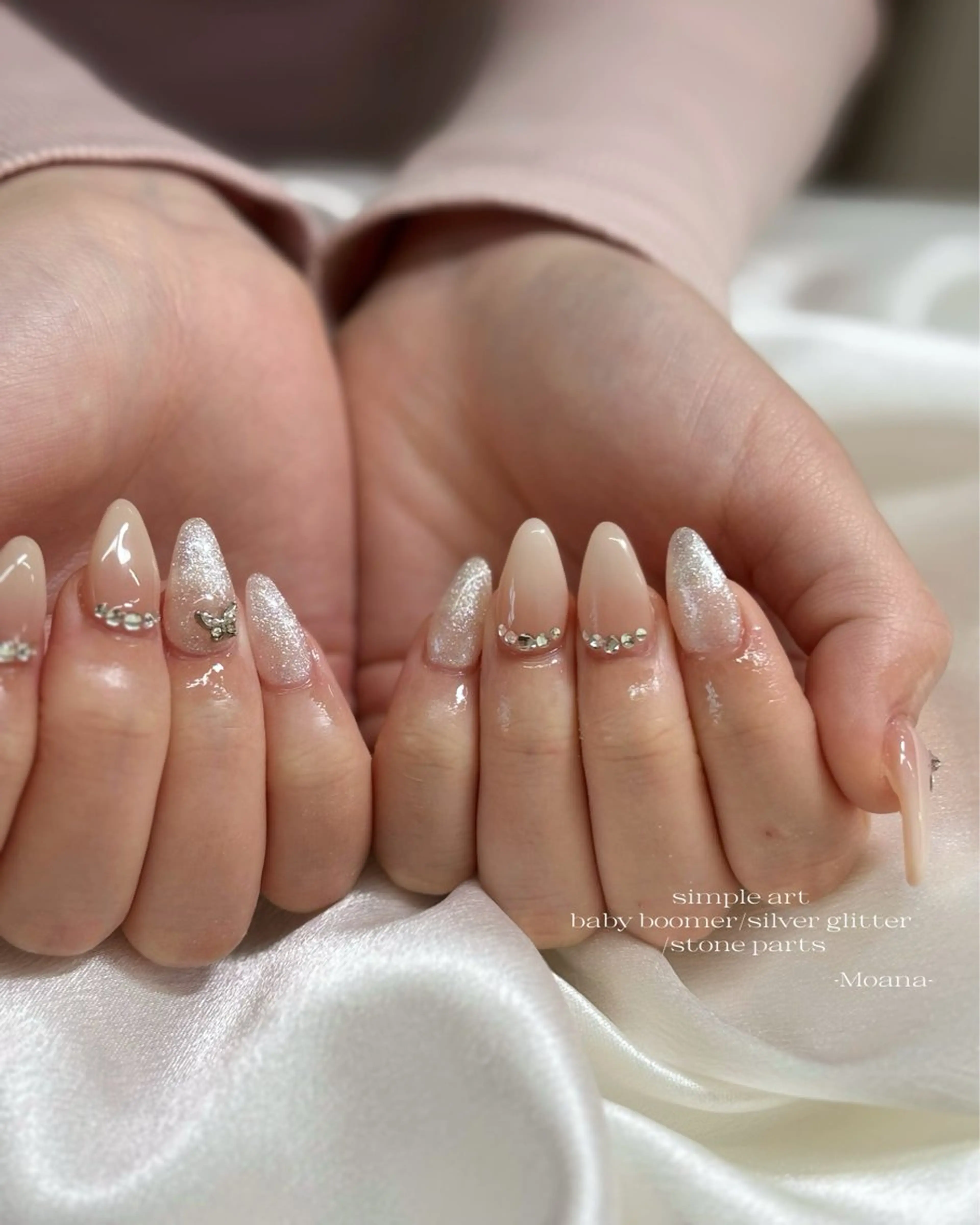 ネイル アートネイル グラデーション オフィスネイル シンプルネイル ストーンネイル ハンドネイル Moana nail Hiyoriのネイルデザイン