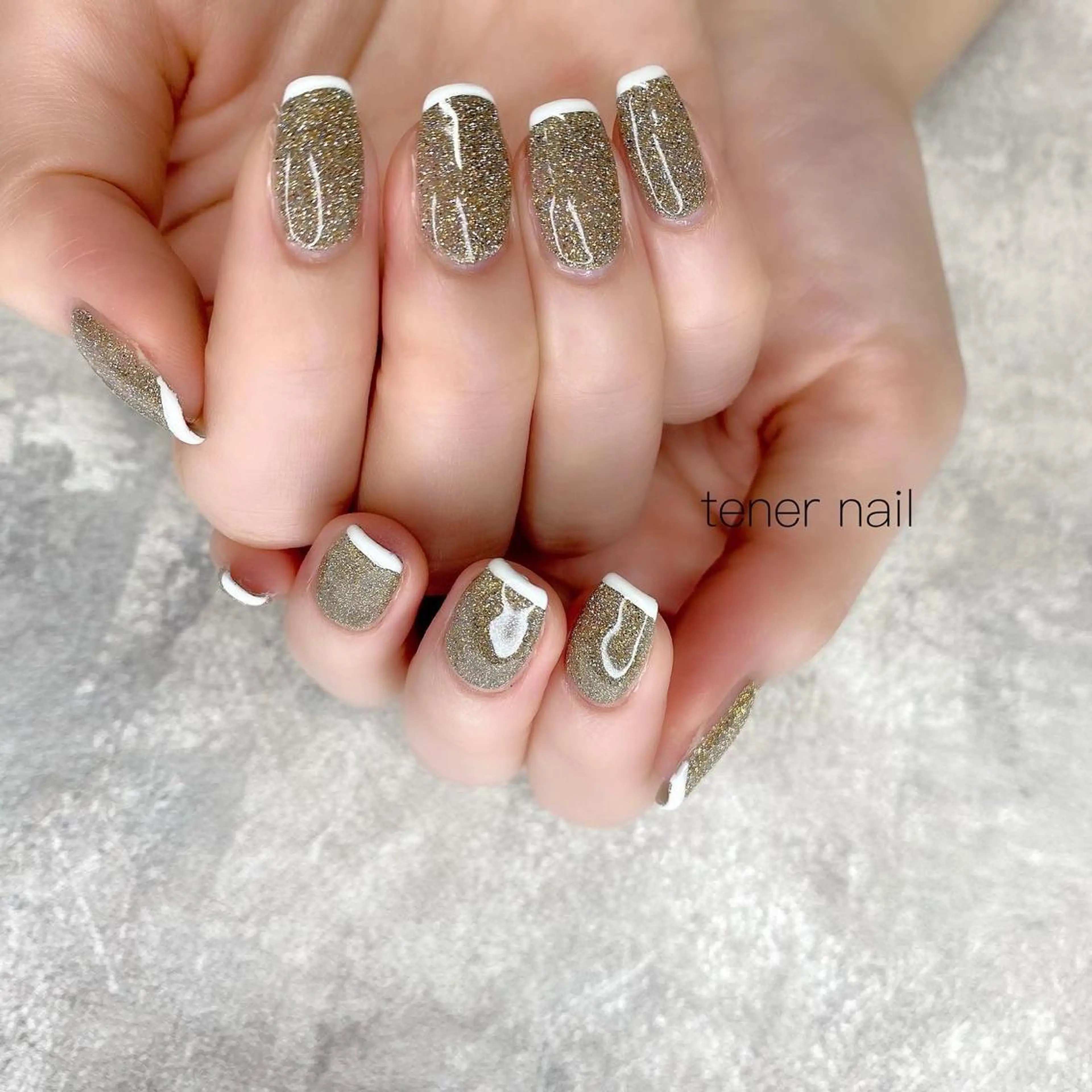 ネイル フラッシュネイル フレンチネイル ラメ(グリッター) テネルネイル tener nailのネイルデザイン