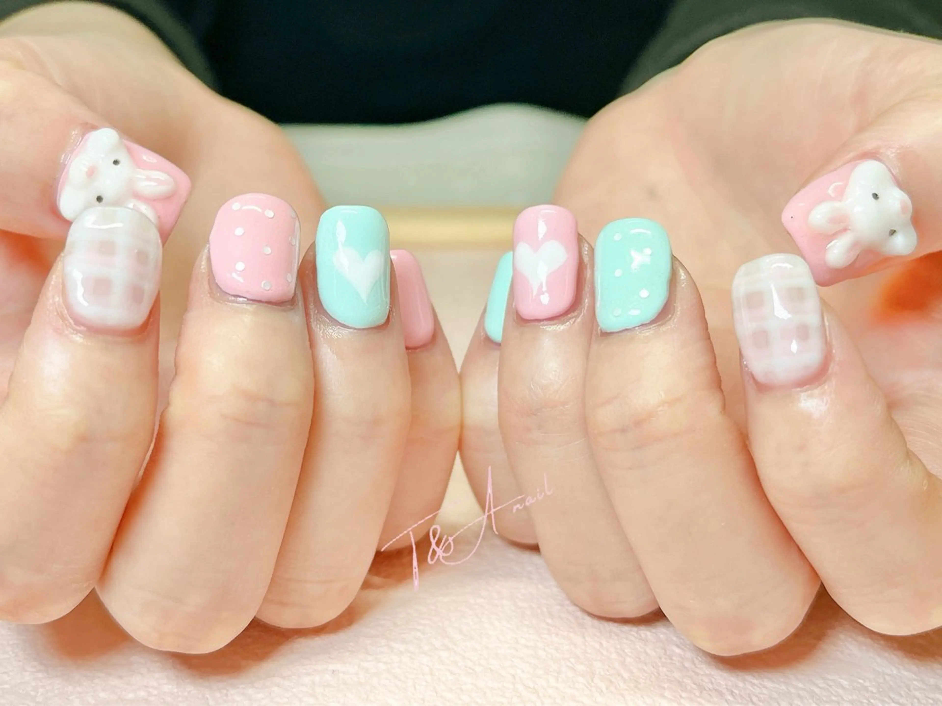 ネイル ジェルネイル ハート ニュアンスネイル パステルネイル スカルプネイル T&A nailのネイルデザイン