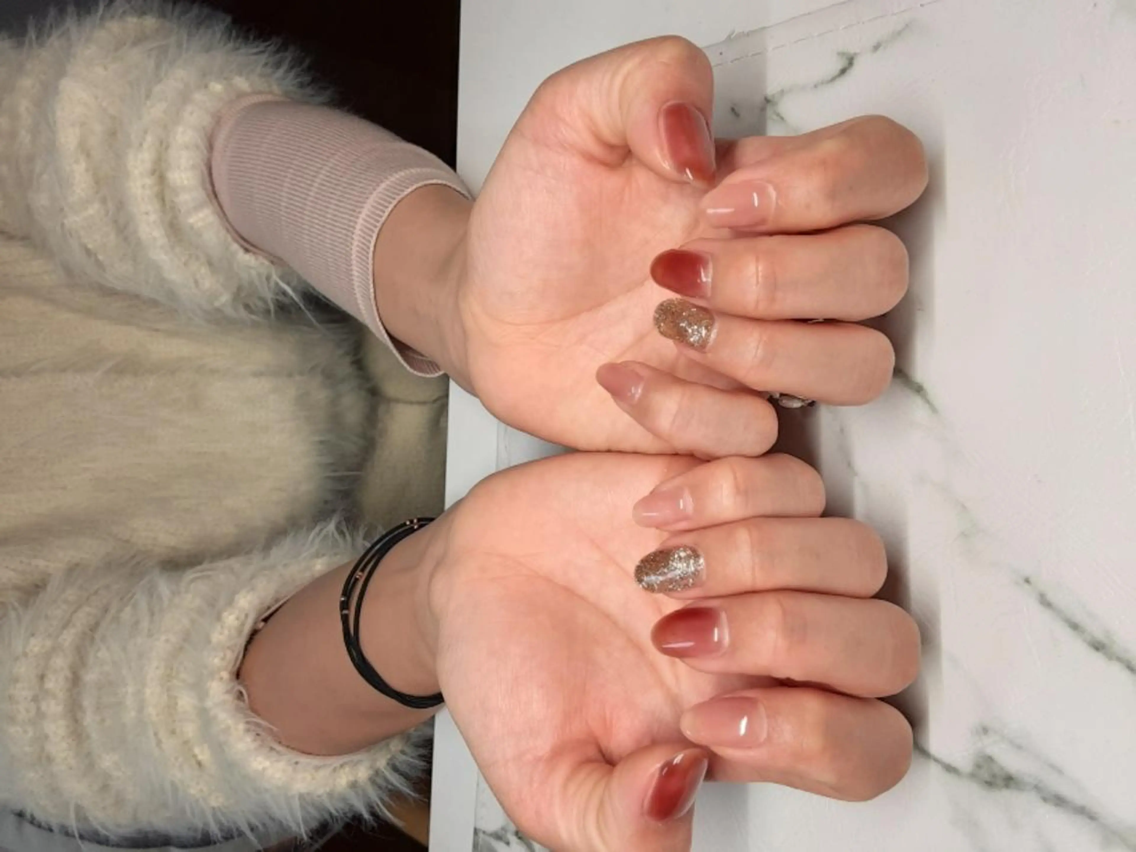 グラデーションべースカラーorラメ+ケア+オイル保湿+オフごみでも同額です。の写真