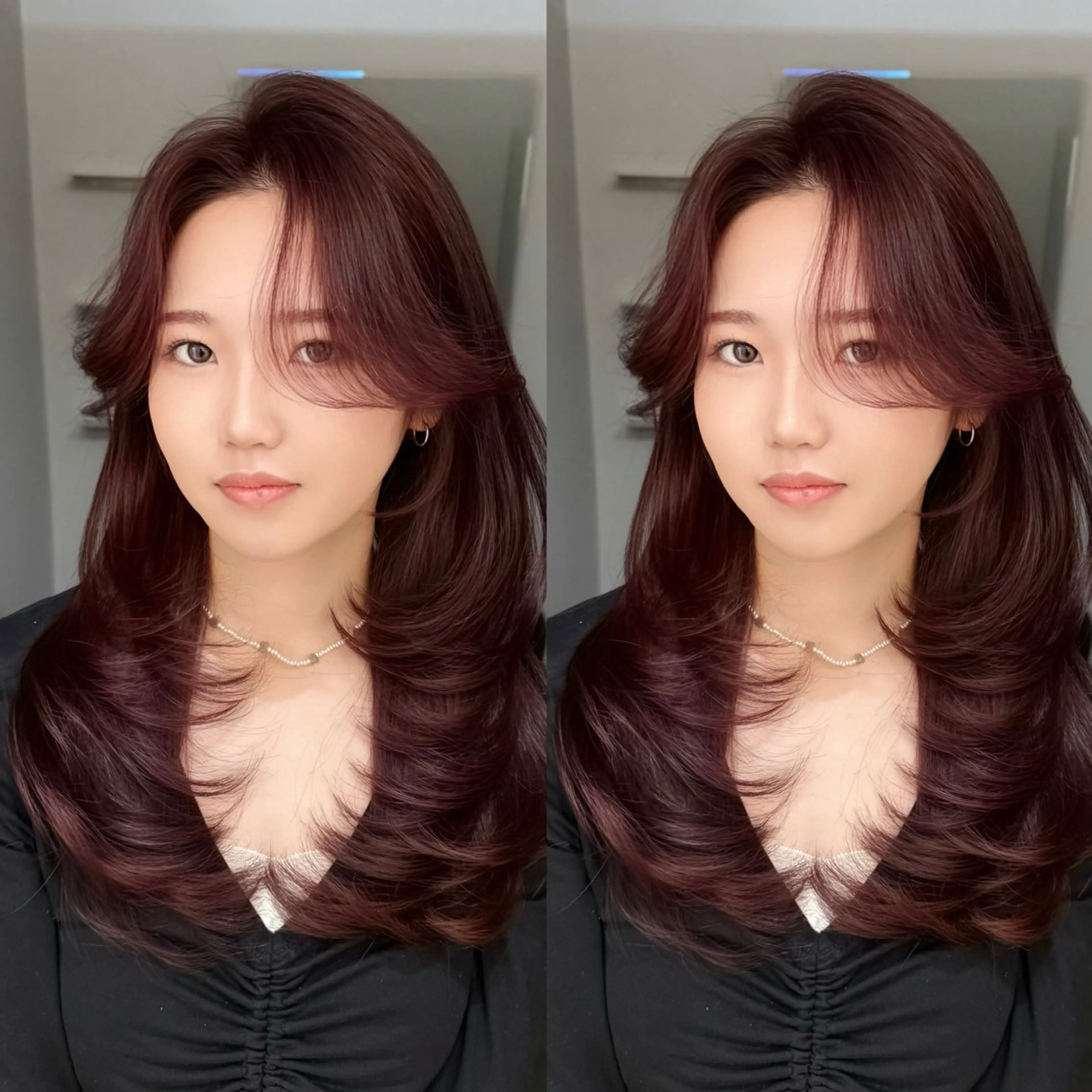 ロング カラー ハッシュカット 韓国風ヘア レイヤーカット カット ヘアカラー トリートメント レイヤー/艶カラー /韓国ヘア/高松のヘアスタイル