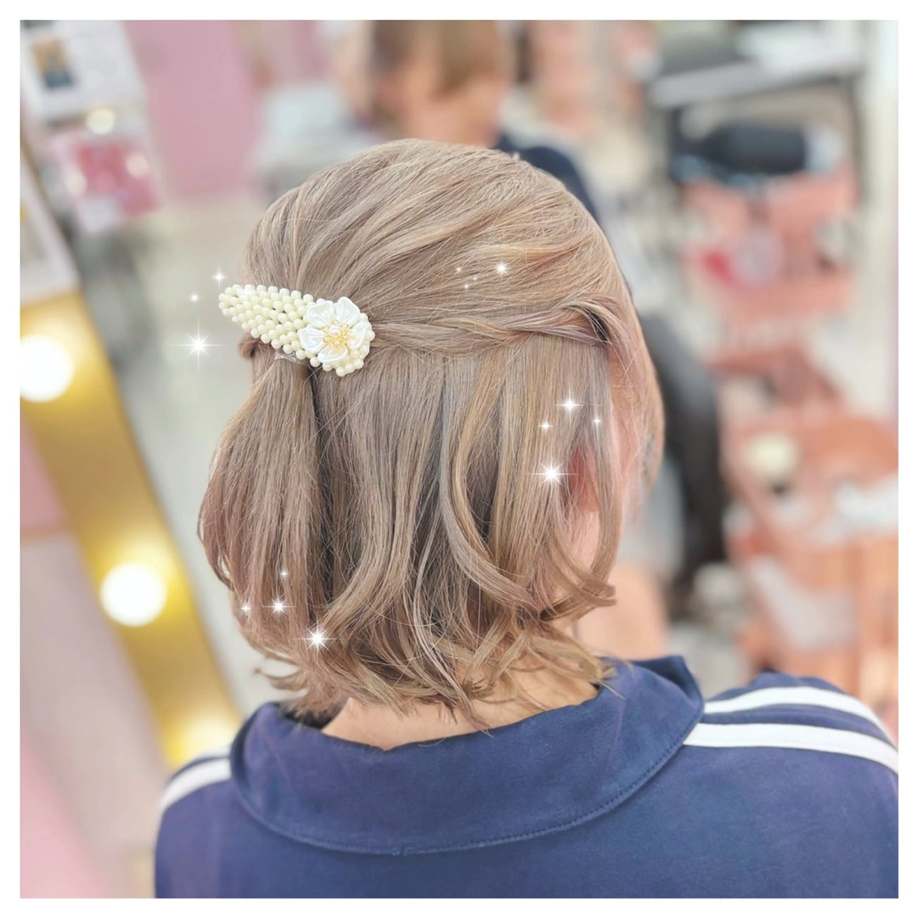 ミディアム ヘアアレンジ カット ヘアカラー トリートメント ヘアセット 甘ふわgirly🎀 ハイトーン🤍Ramのヘアスタイル