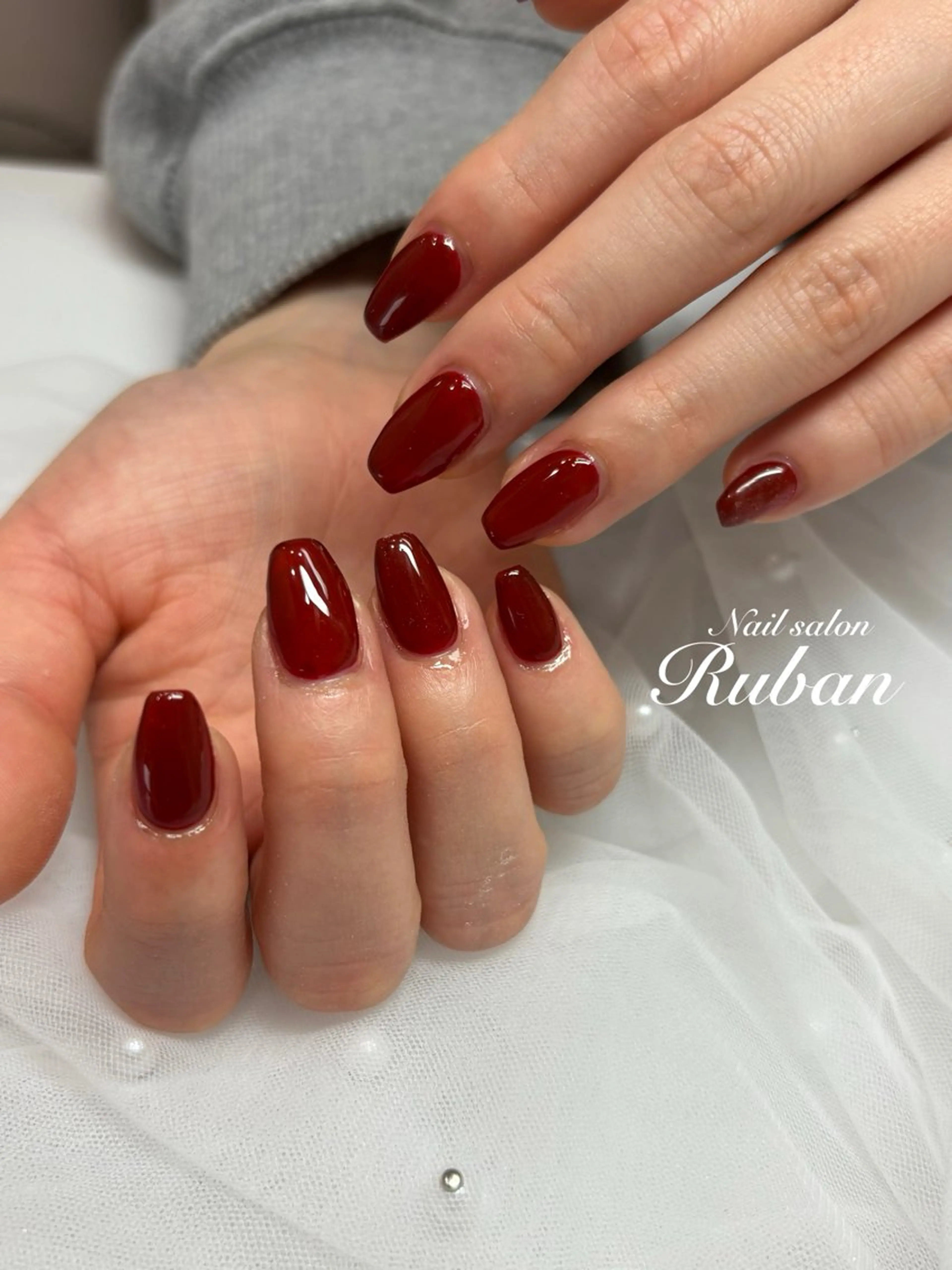 ネイル ボルドー ワンカラーネイル Nail salon Rubanのネイルデザイン