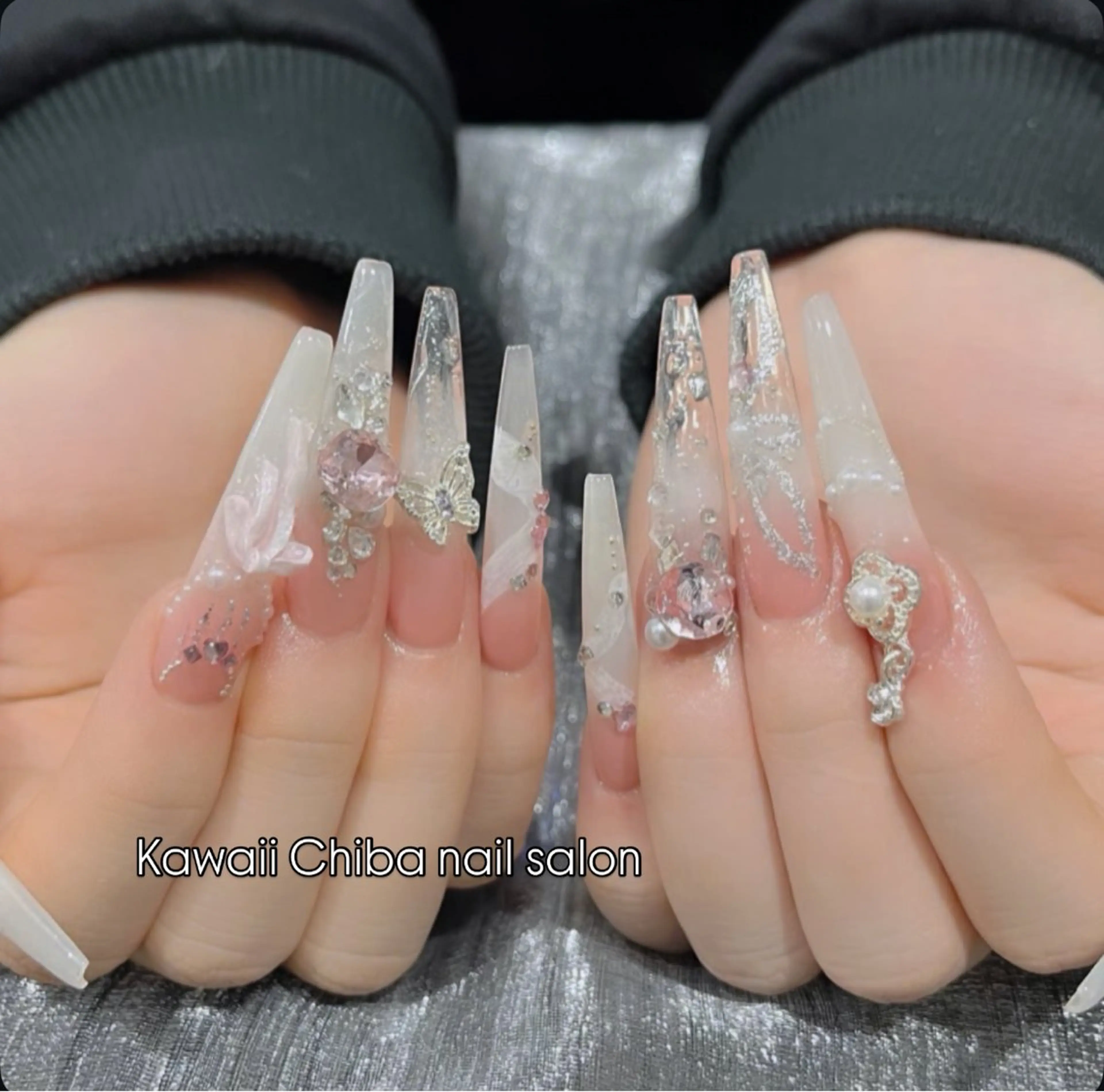 ネイル チークネイル 桜ネイル 長さ出し フラワーネイル フレンチネイル ハンドネイル ハンドケア Kawaii Chiba nailのネイルデザイン