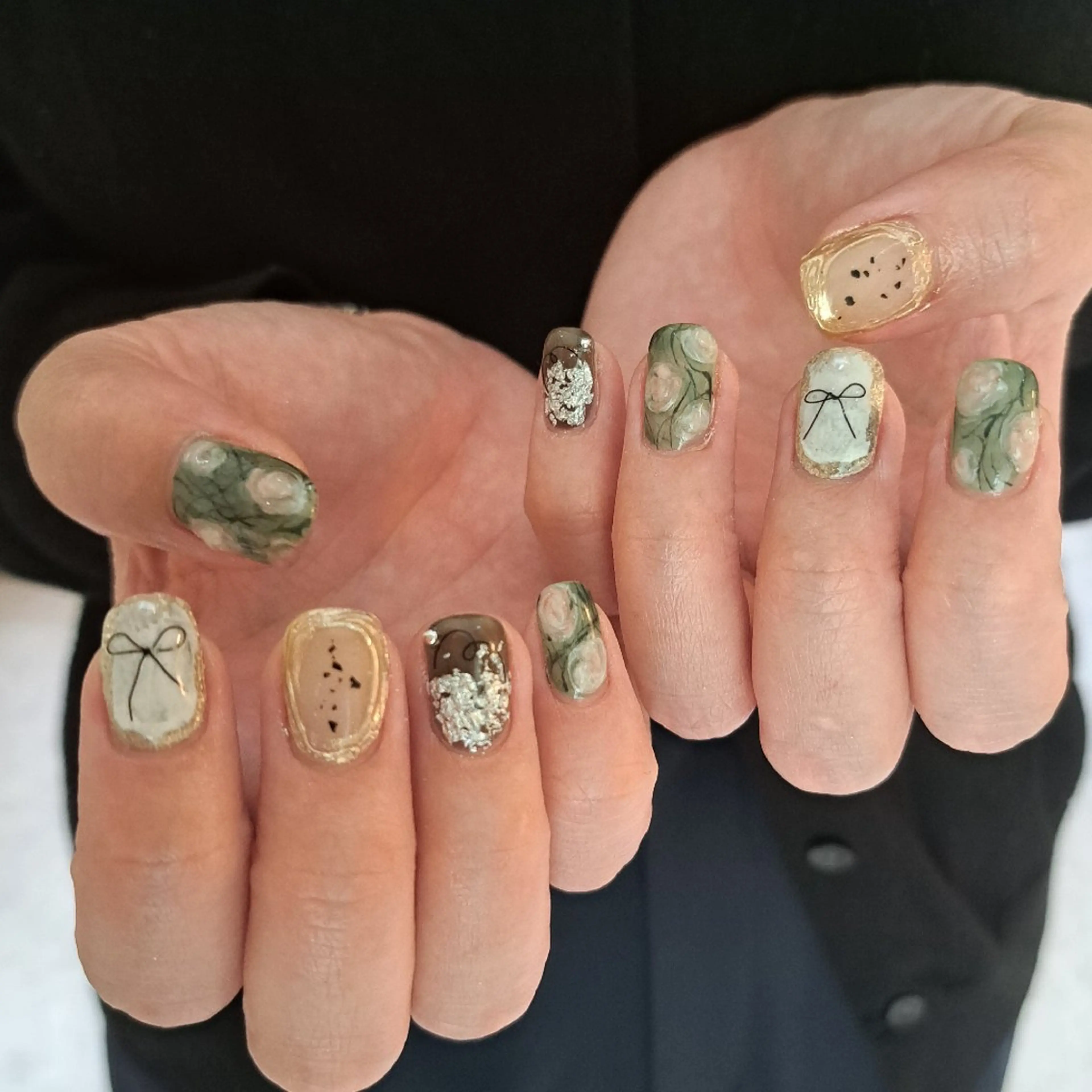 ネイル アートネイル ジェルネイル 持ち込み ニュアンスネイル リボン ハンドネイル Nail mood デザイン持ち込みokのネイルデザイン
