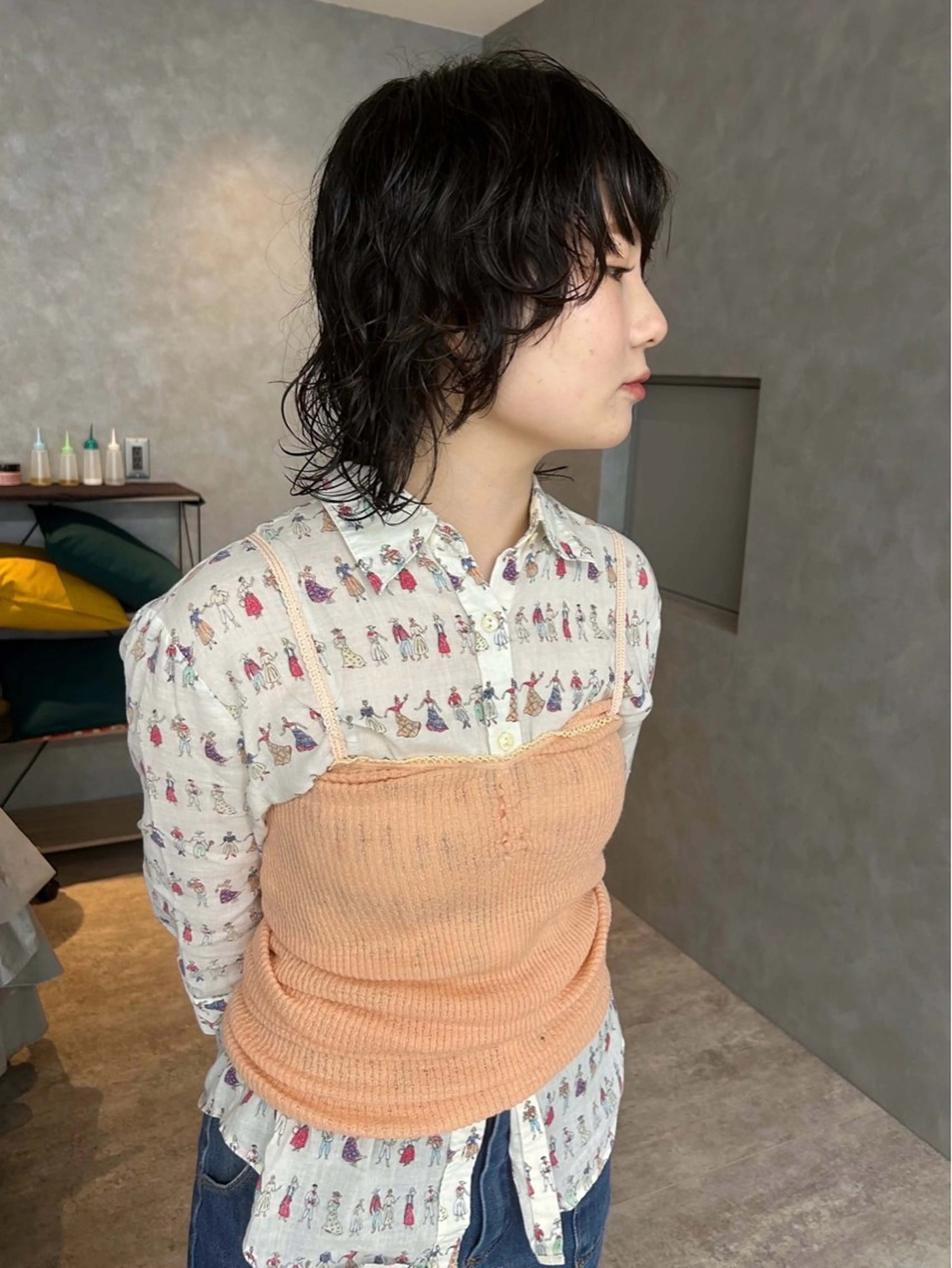 ミディアム ミディアムパーマ レイヤーカット カット パーマ トリートメント aika/パーマ/ ショート/伏見のヘアスタイル