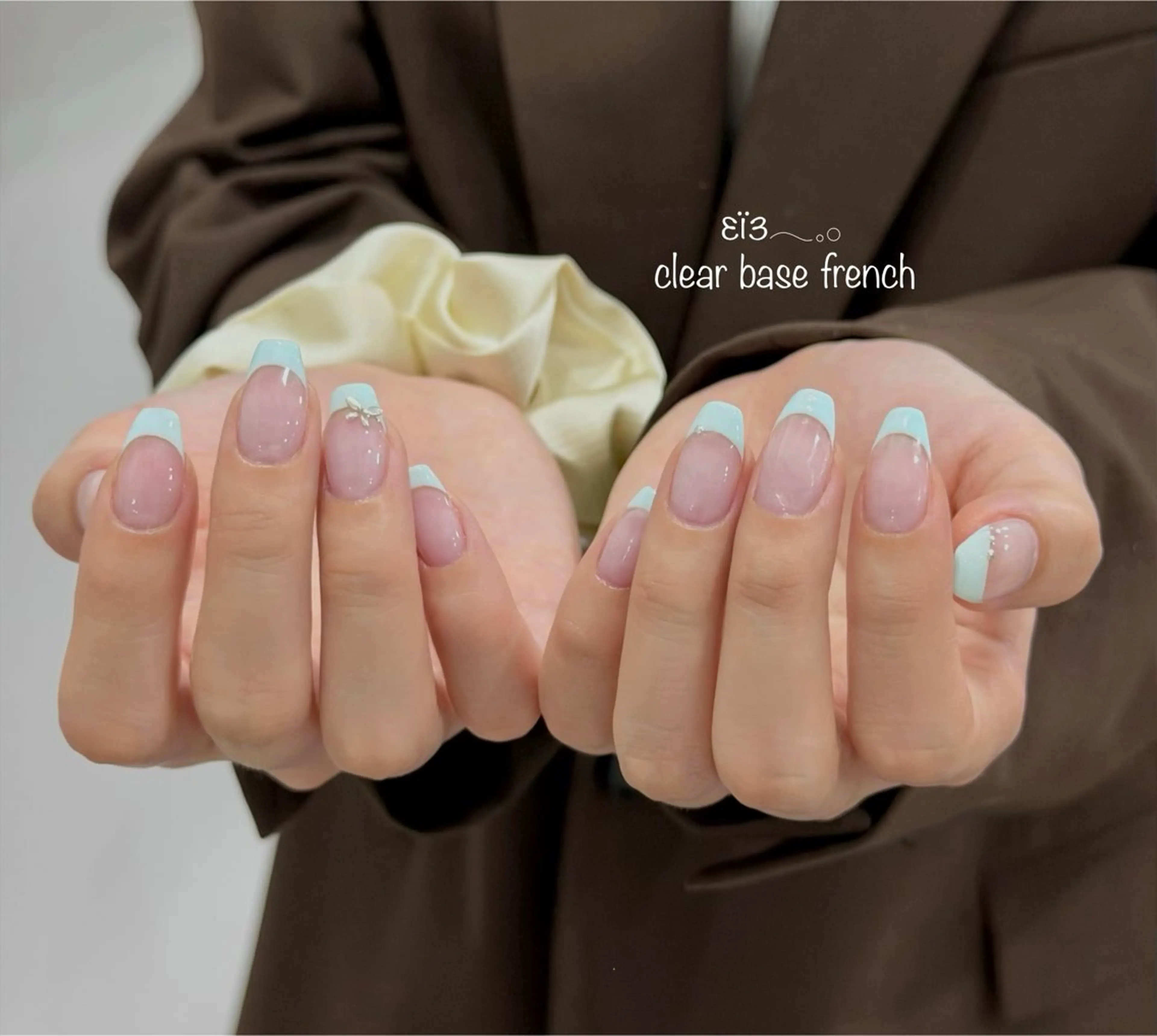 ネイル ブルー クリアネイル フレンチネイル ハンドネイル 【ruana】 yuukiのネイルデザイン