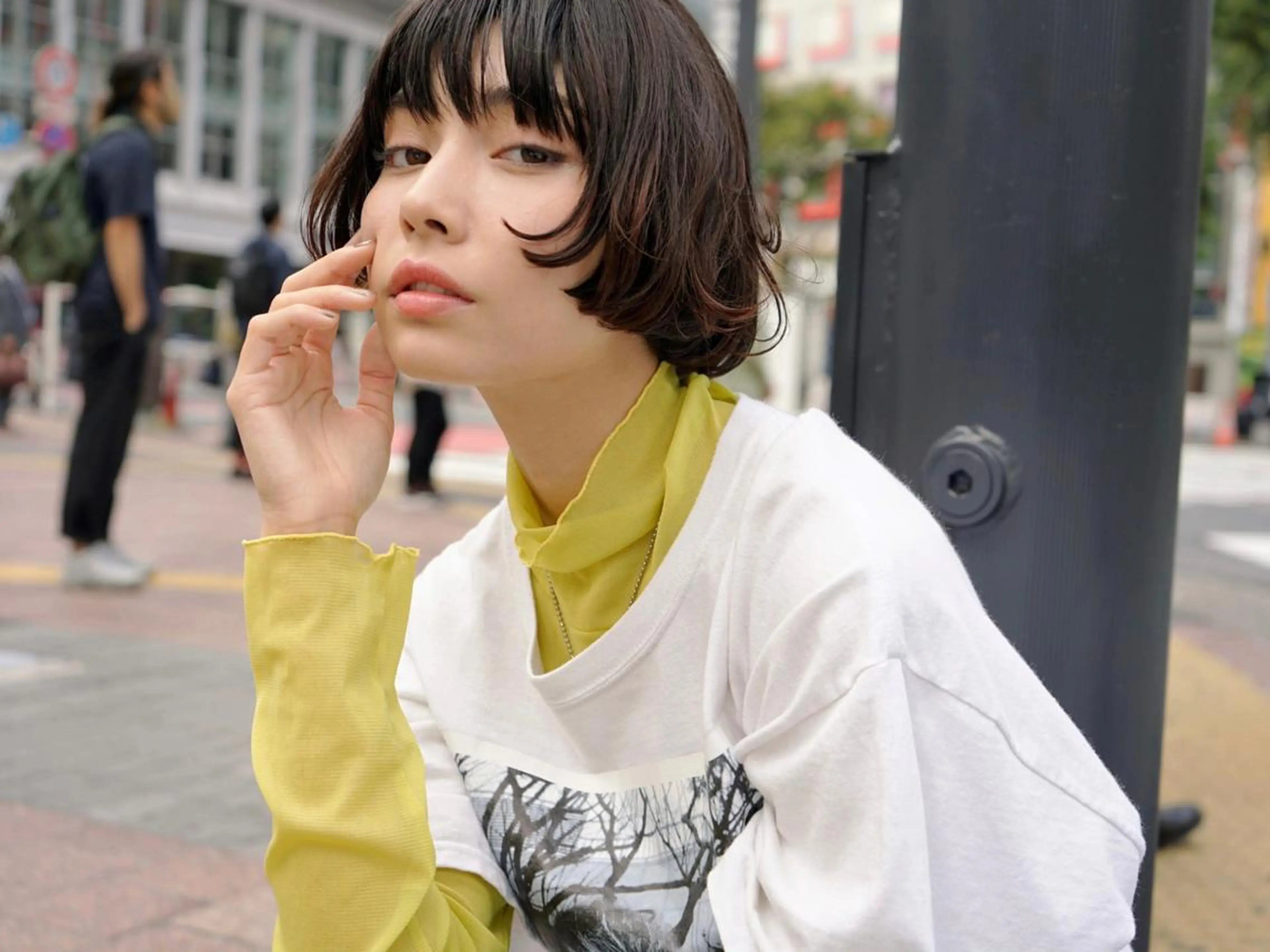 セミロング カラー パーマ ヘアアレンジ アディクシーカラー アッシュ バレイヤージュ ベージュカラー ブリーチ newi grande 横浜店のヘアスタイル