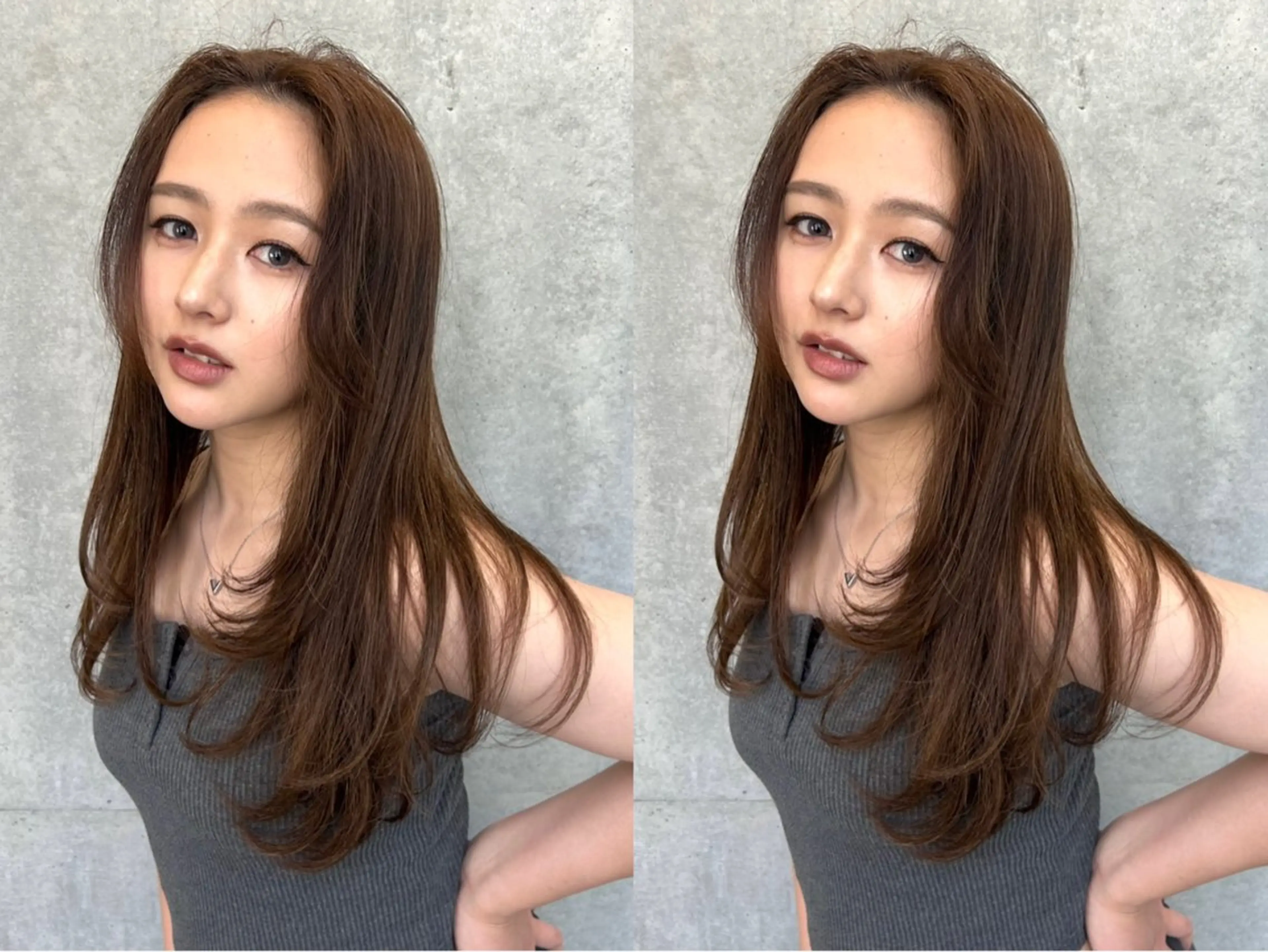 ロング カット ヘアカラー Momo/海外ヘア レイヤー/ハイライトのヘアスタイル