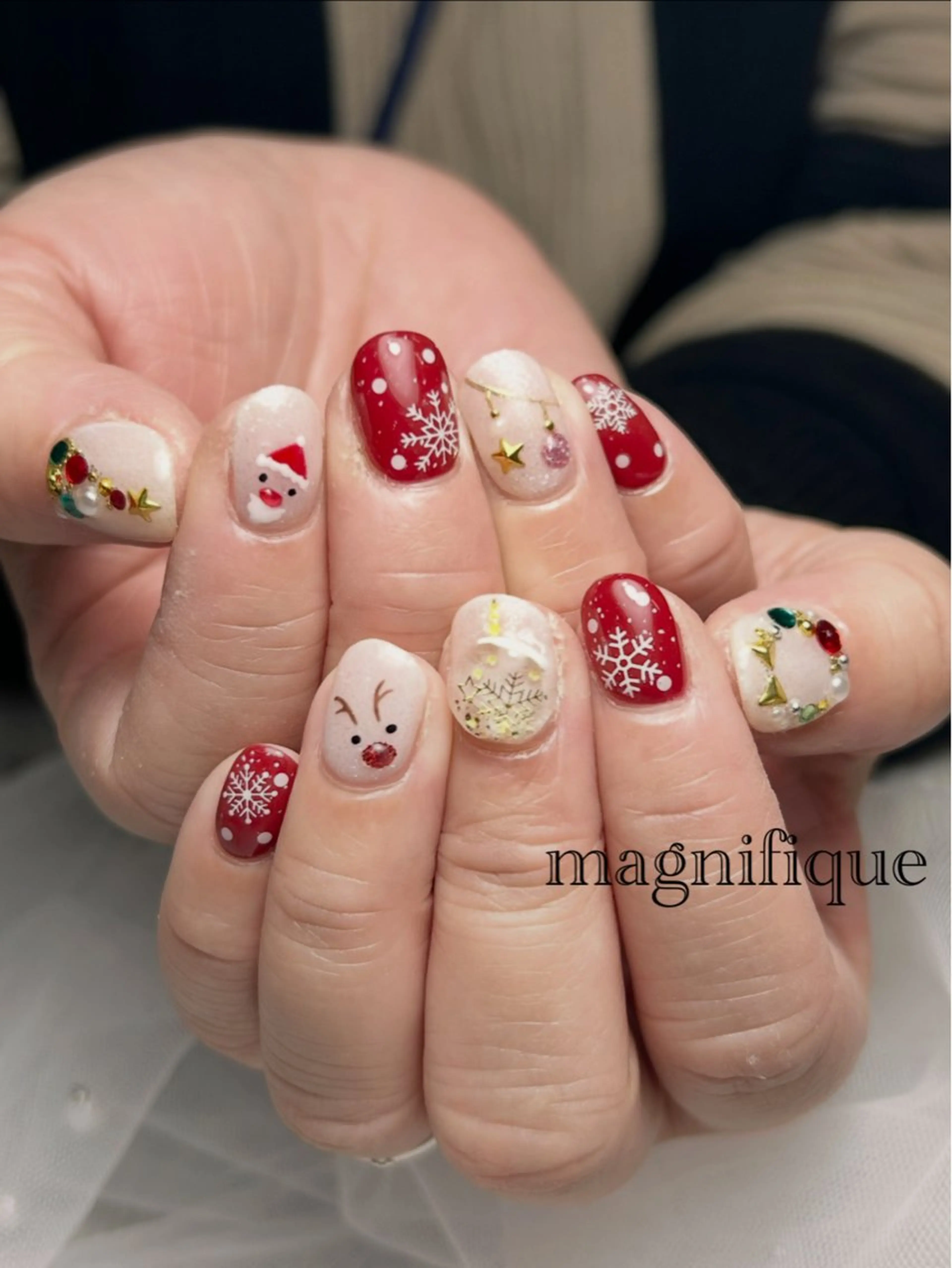 ネイル アートネイル ロングネイル ショートネイル 冬ネイル クリスマス プライベートサロン マニフィークのネイルデザイン
