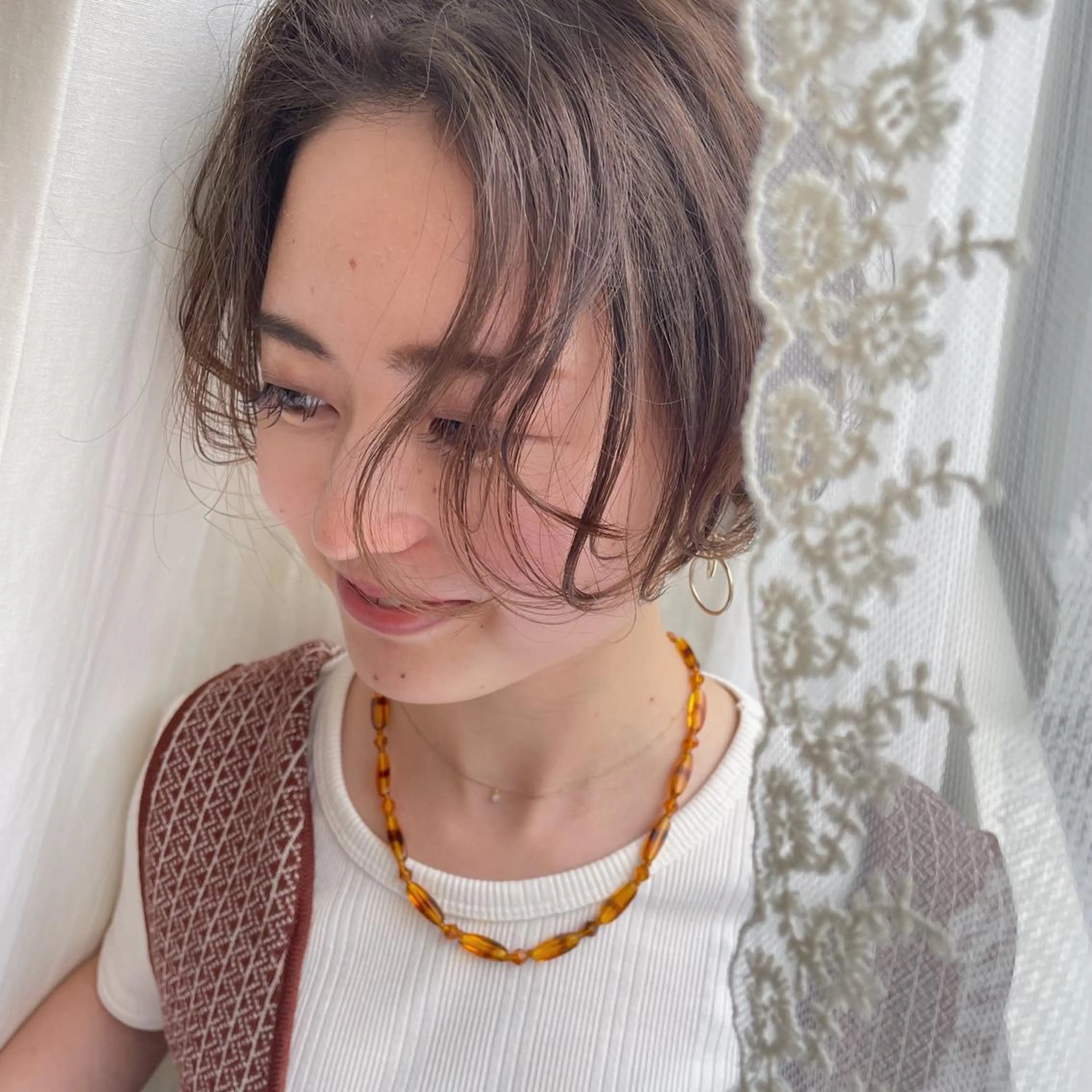 ショート カラー ヘアアレンジ ベージュカラー ブリーチ ブリーチなしカラー ショートヘア なつき/艶ピンク/ girly hairのヘアスタイル