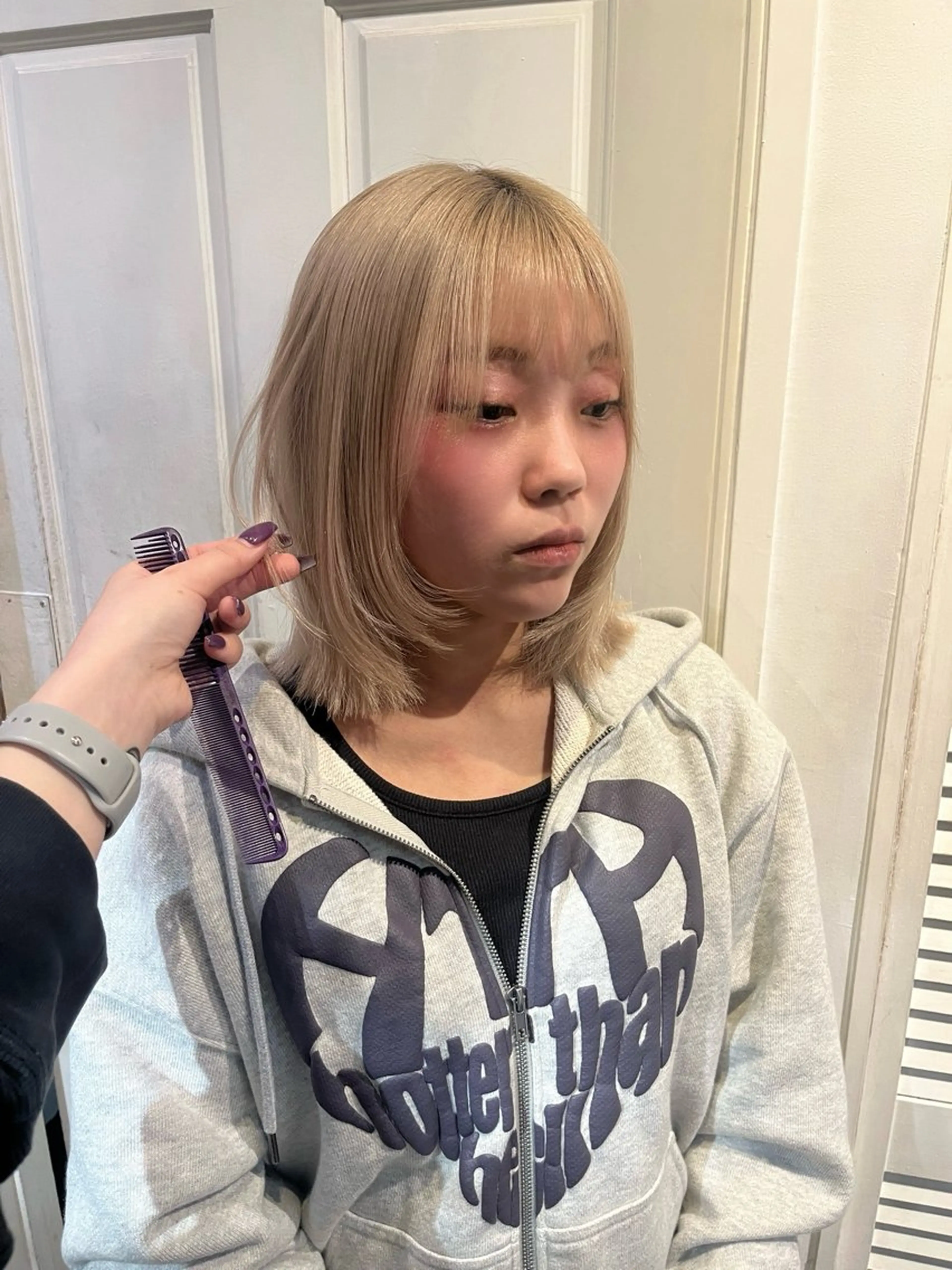 ミディアム カラー ボブ HOMIE TOKYO所属・sora / 渋谷 / ハイトーンのヘアスタイル