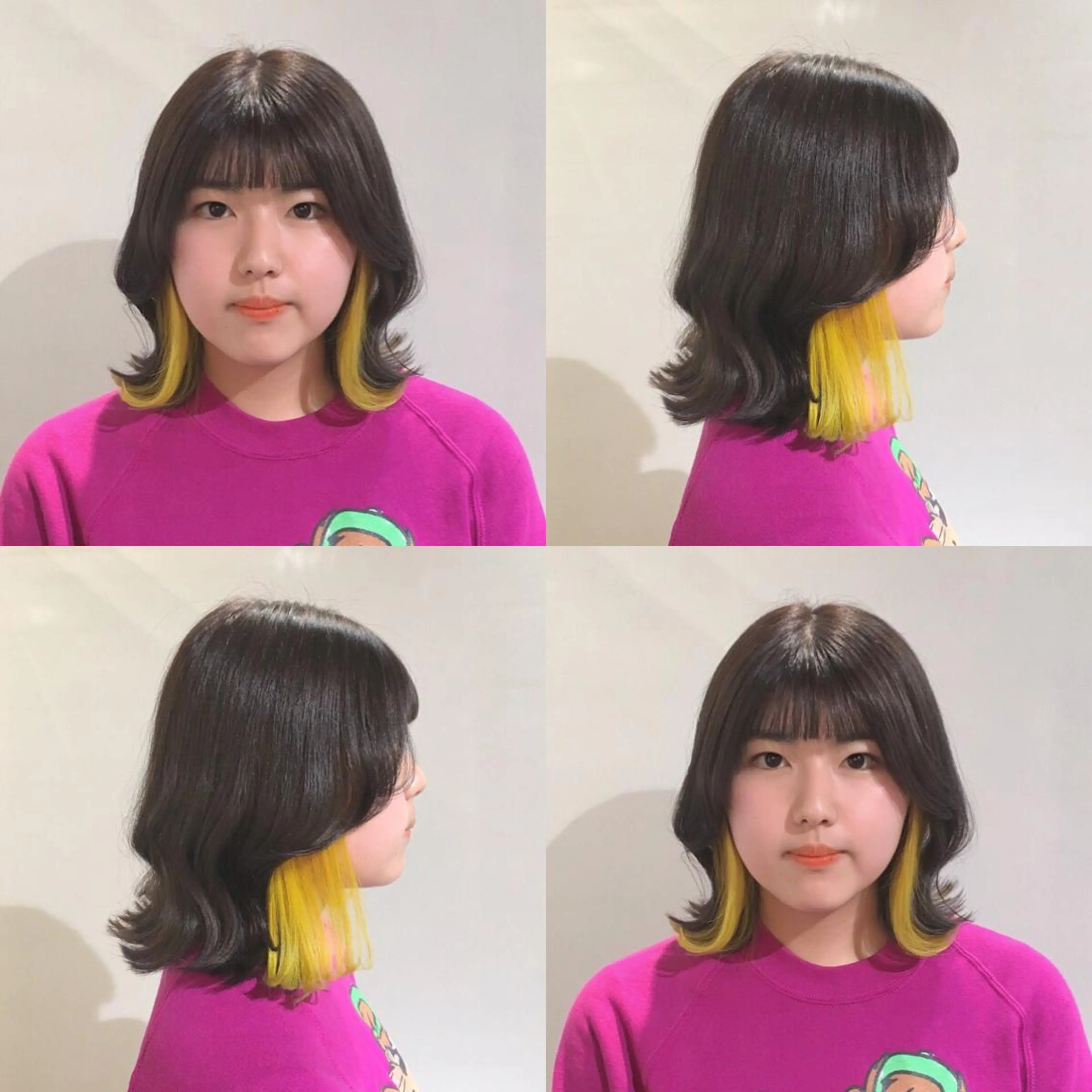 ミディアム カラー ヘアアレンジ ブリーチ イエローカラー 柔らか垢抜けｶﾗｰと ｶｯﾄ🫧ASUKAのヘアスタイル