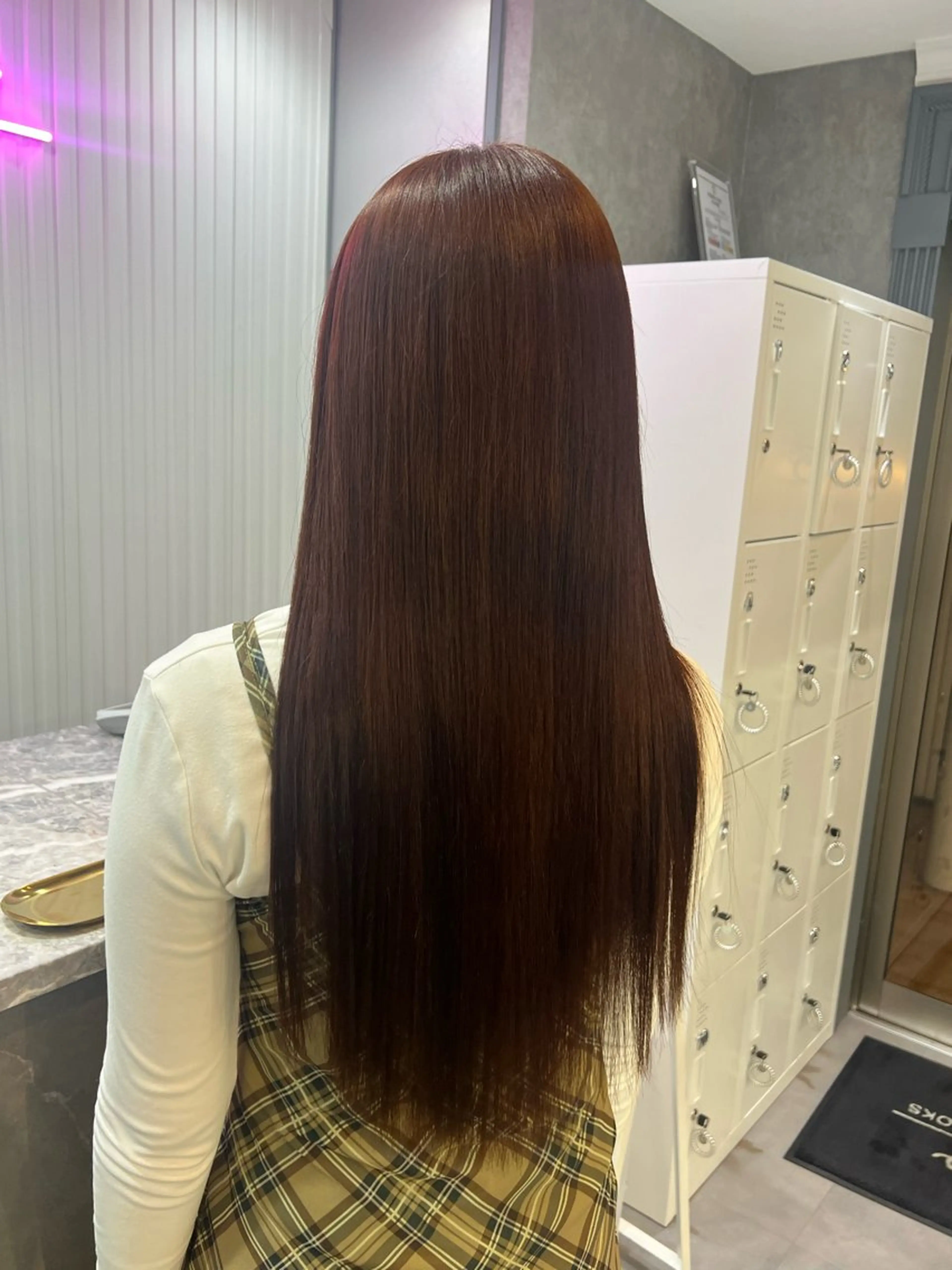 ロング カラー ブラウンカラー オレンジ オレンジブラウン ヘアカラー 本間 絵理奈‎のヘアスタイル