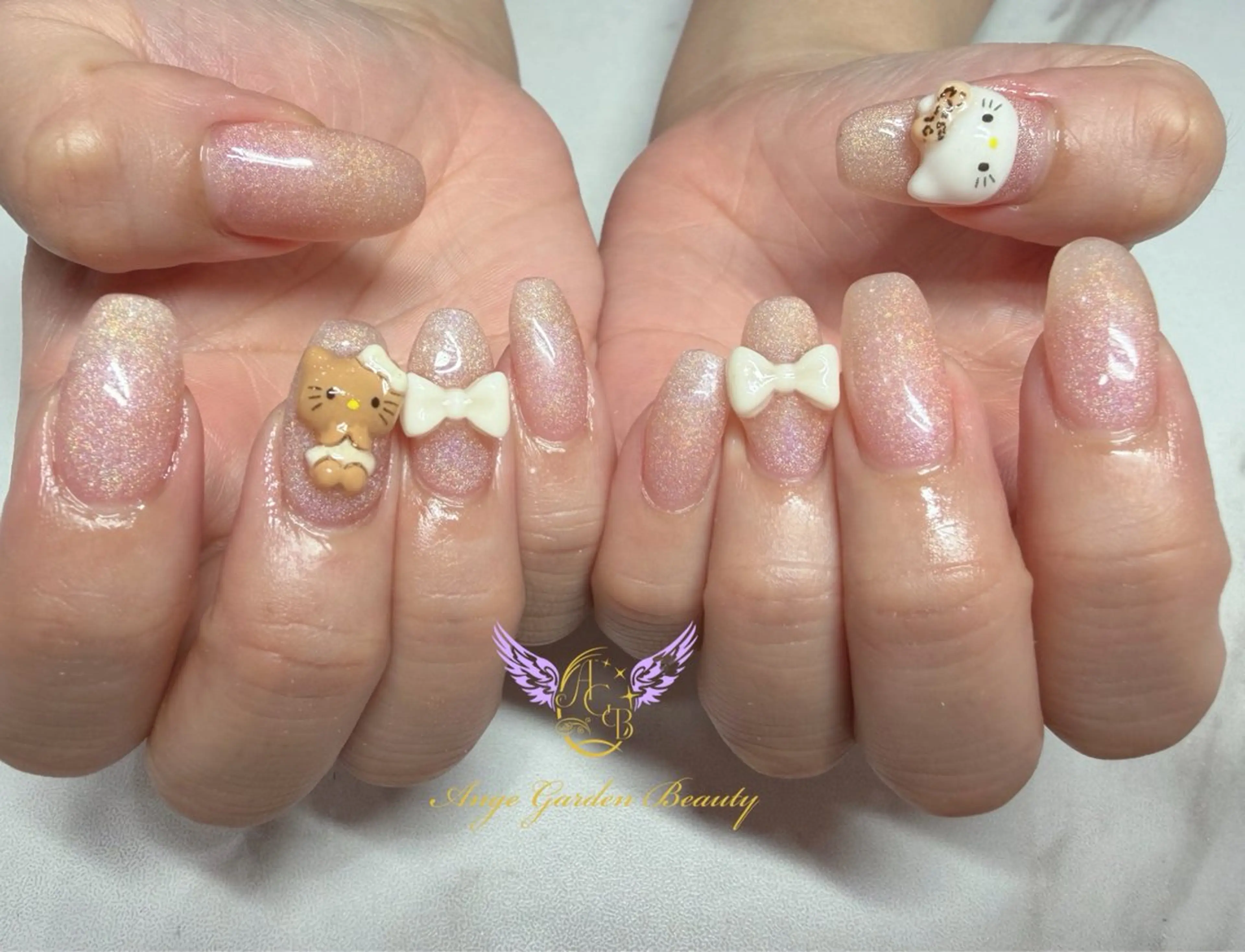 ネイル ワンカラーネイル リボン ハンドネイル AngeGarden Beautymihoのネイルデザイン