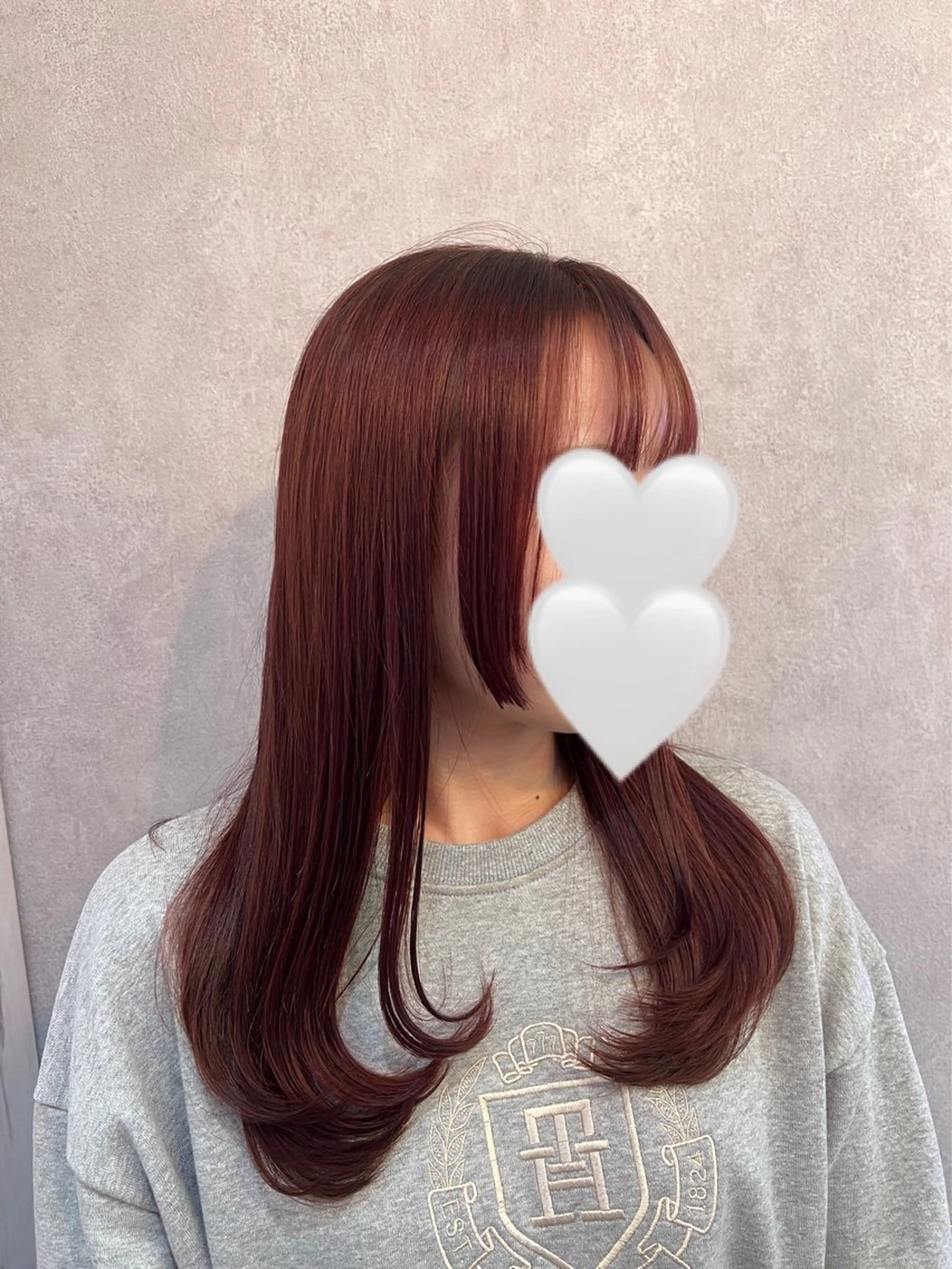 セミロング レッドブラウン 姫カット 🎀しゅな/韓国 レイヤー/透明感♡のヘアスタイル