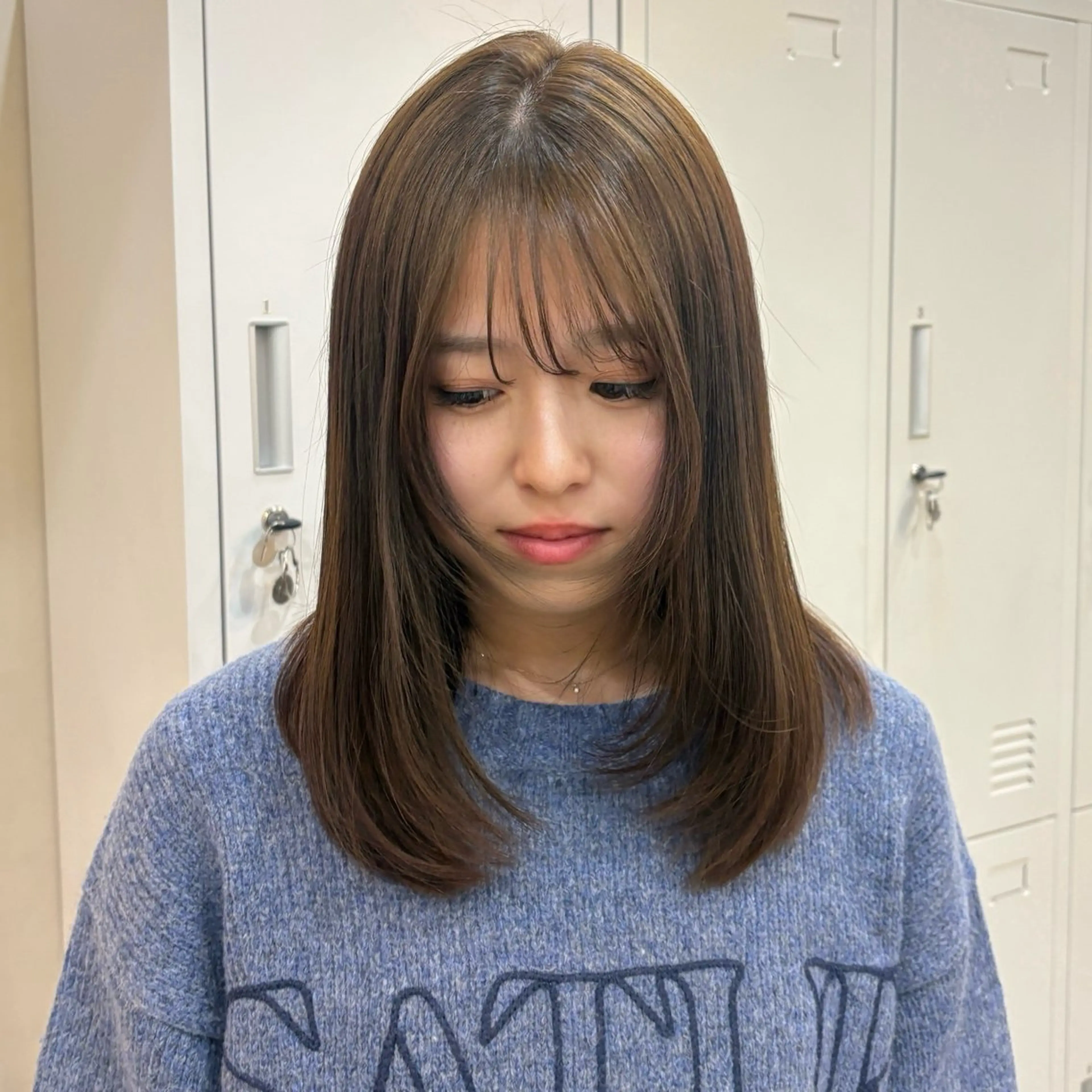 ミディアム カット ヘアカラー トリートメント MIDORI🎀 透明感/ベージュのヘアスタイル