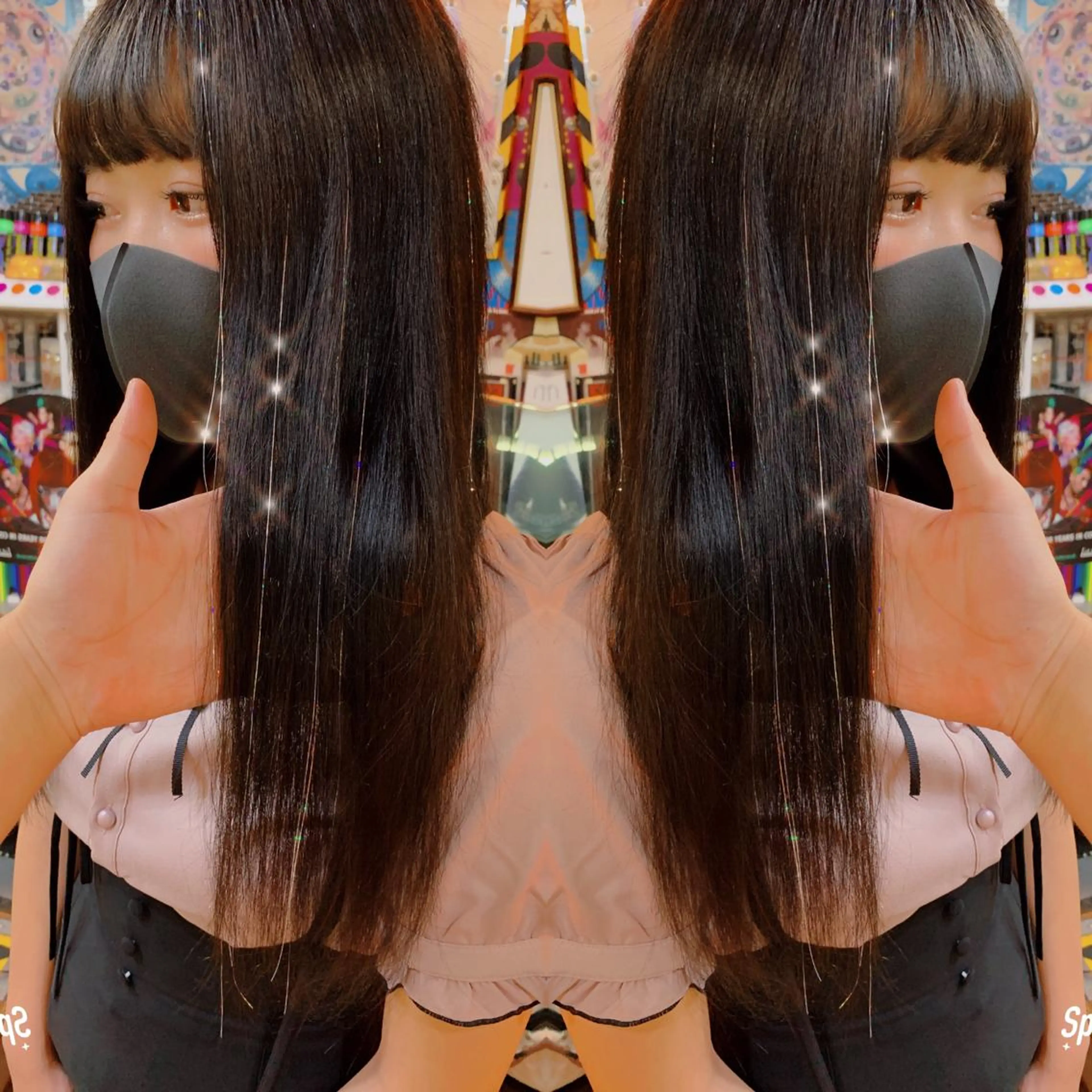 ミディアム カラー ヘアアレンジ エクステ 🌈派手髪エクステ ブレイズ🌈ひろとのヘアスタイル