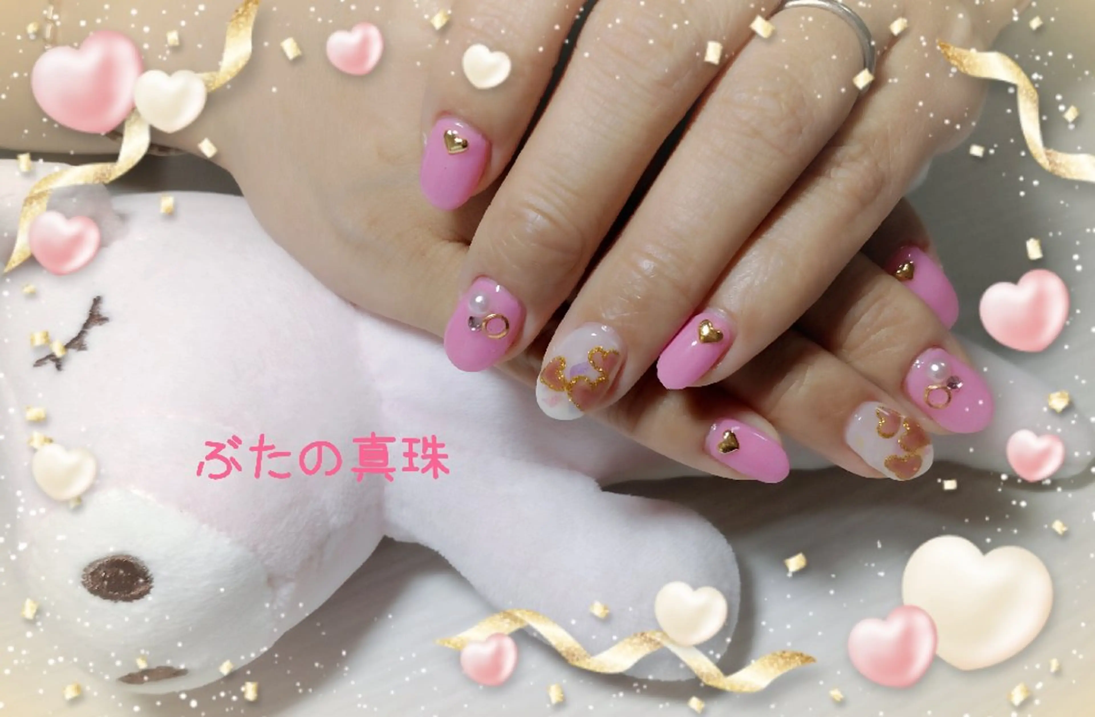 ネイル ハート ピンク ハンドネイル 林 珠里のネイルデザイン