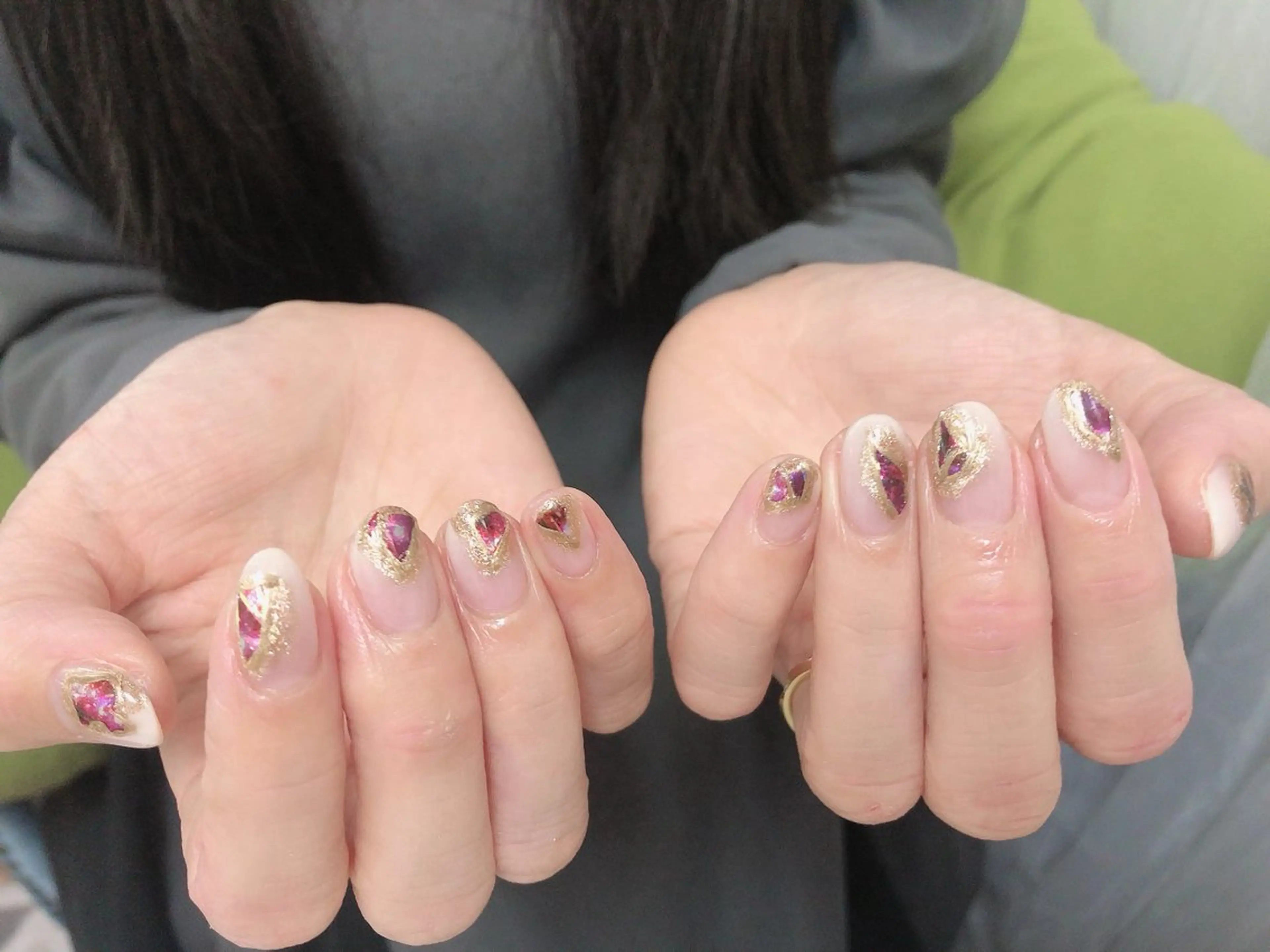 ネイル ジェルネイル ロングネイル 持ち込み ニュアンスネイル ハンドネイル mano nella manoのネイルデザイン