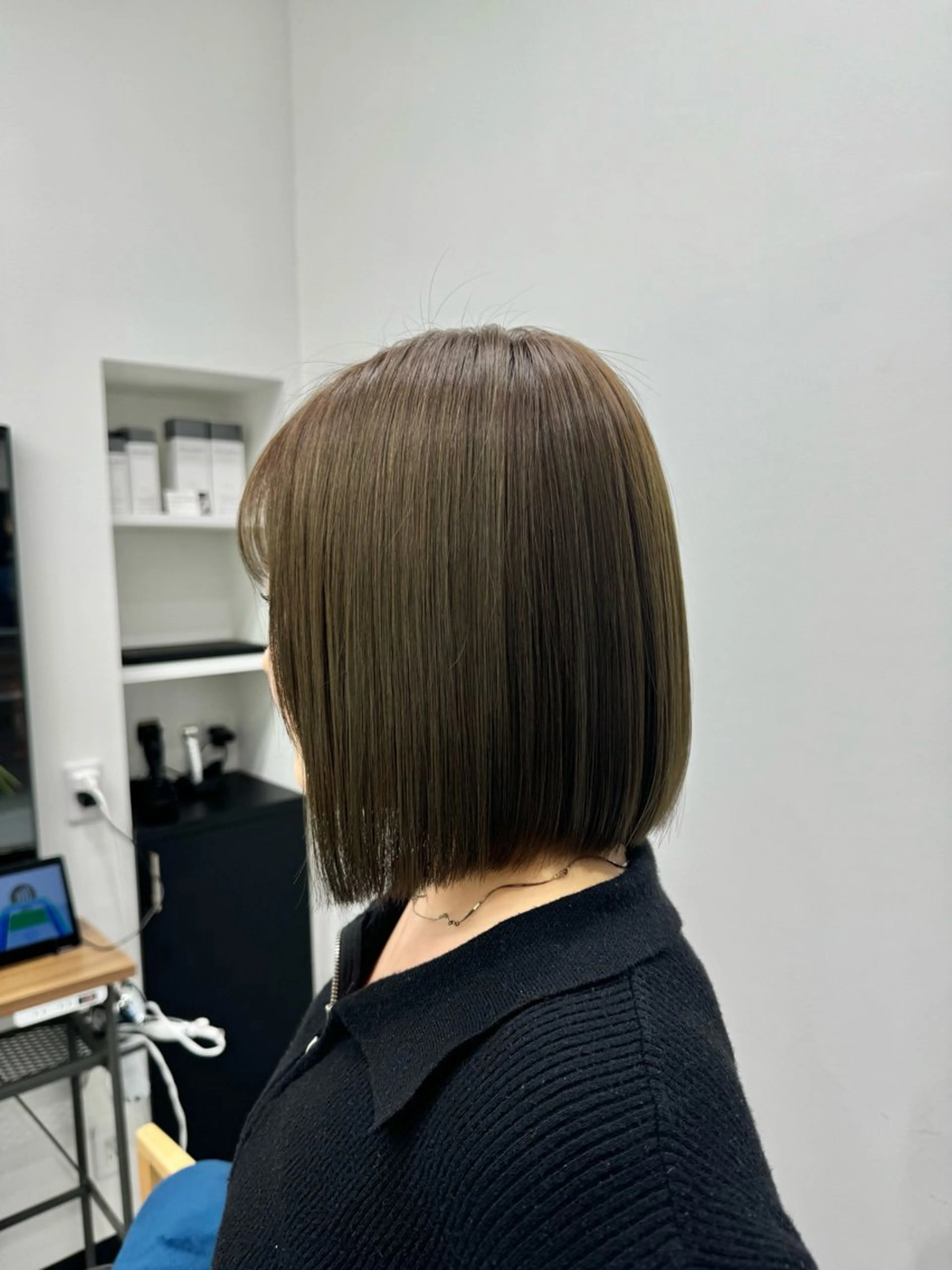 カラー ベージュカラー 透明感カラー オリーブベージュ ヘアカラー 藤田真凜/ボブ/ショ ート/艶カラー🩶のヘアスタイル