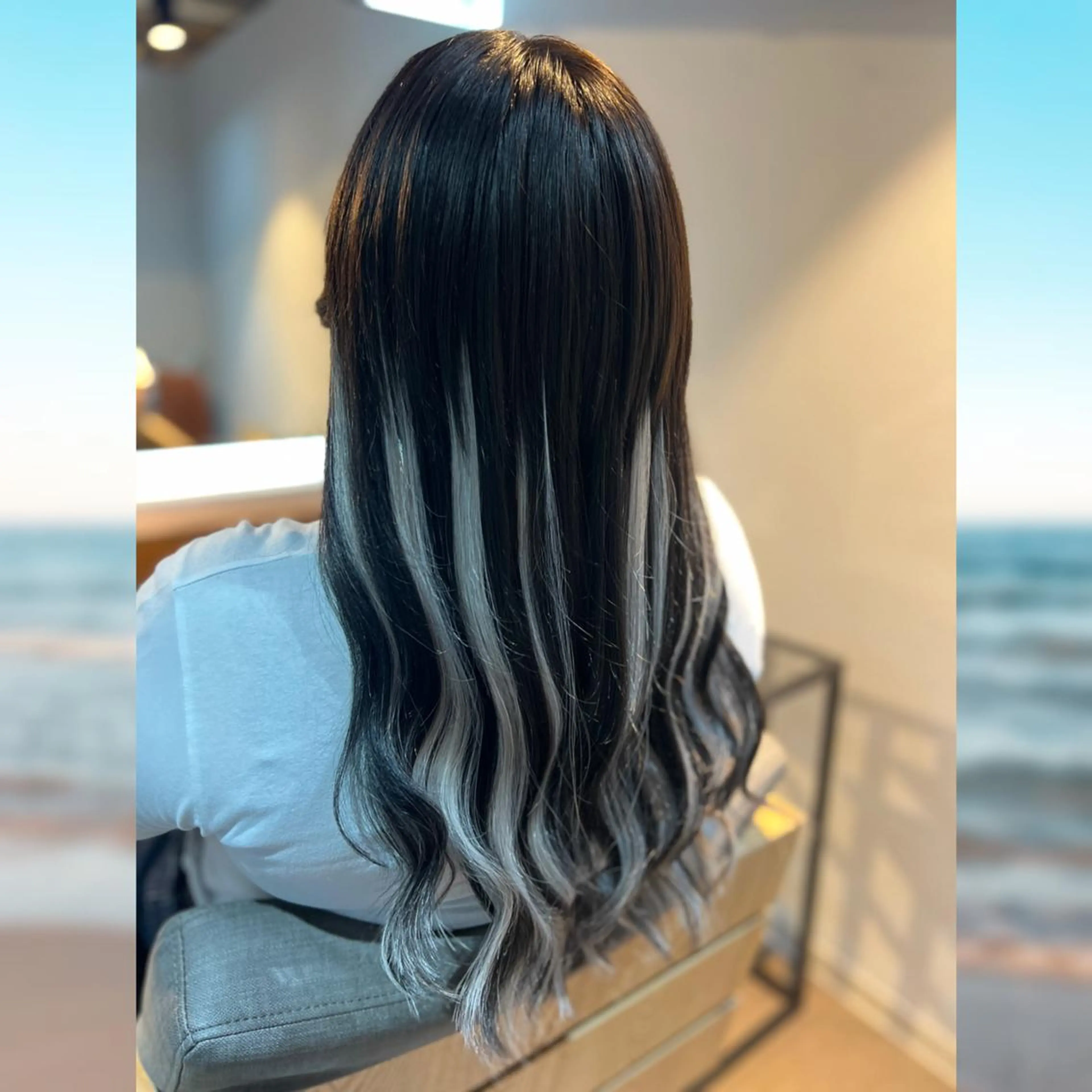 【ハイライトやイヤリングカラーに🩵】シールエクステ 10本の写真