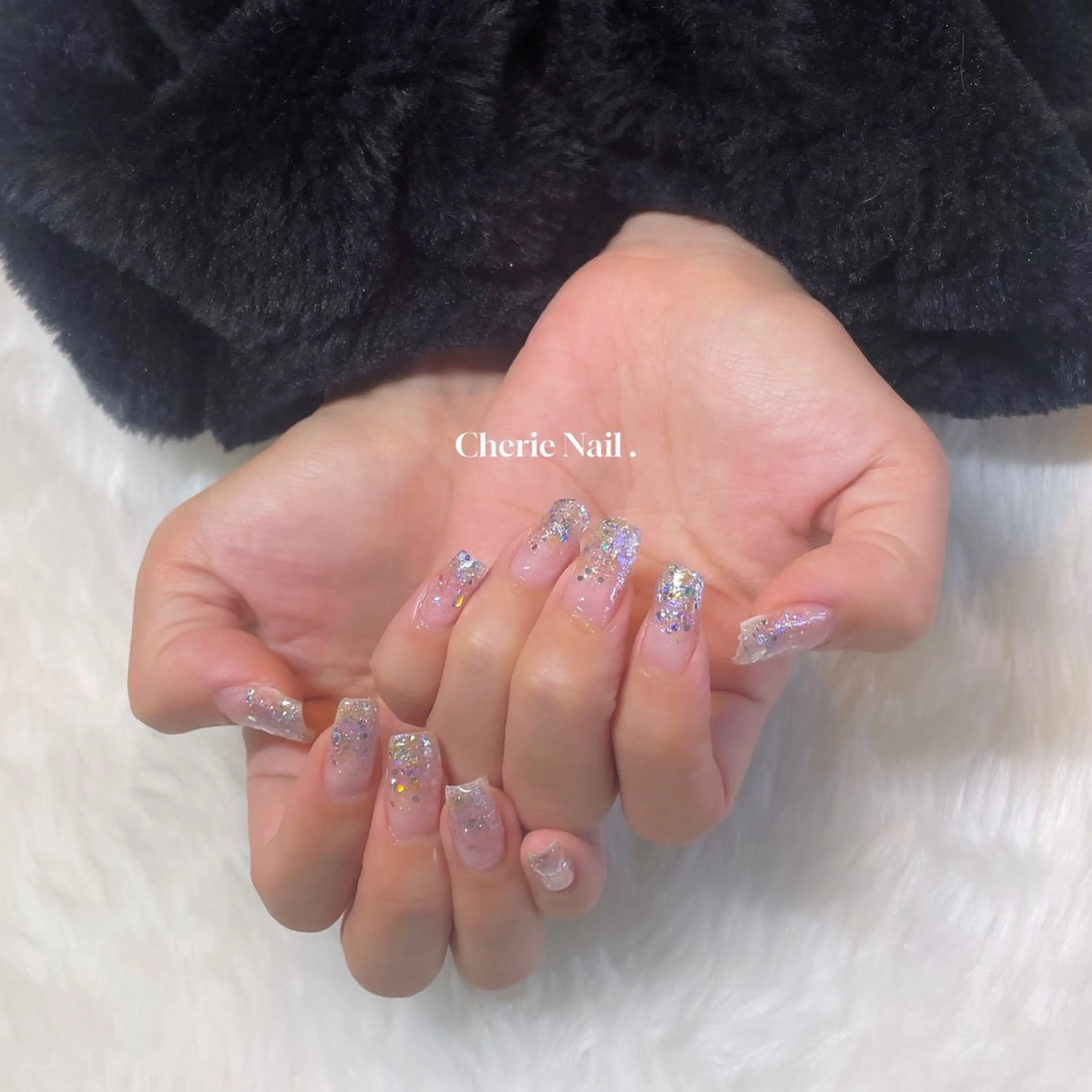 ネイル 韓国ネイル ラメ(グリッター) ラメグラデーション ハンドネイル Cherie Nailのネイルデザイン